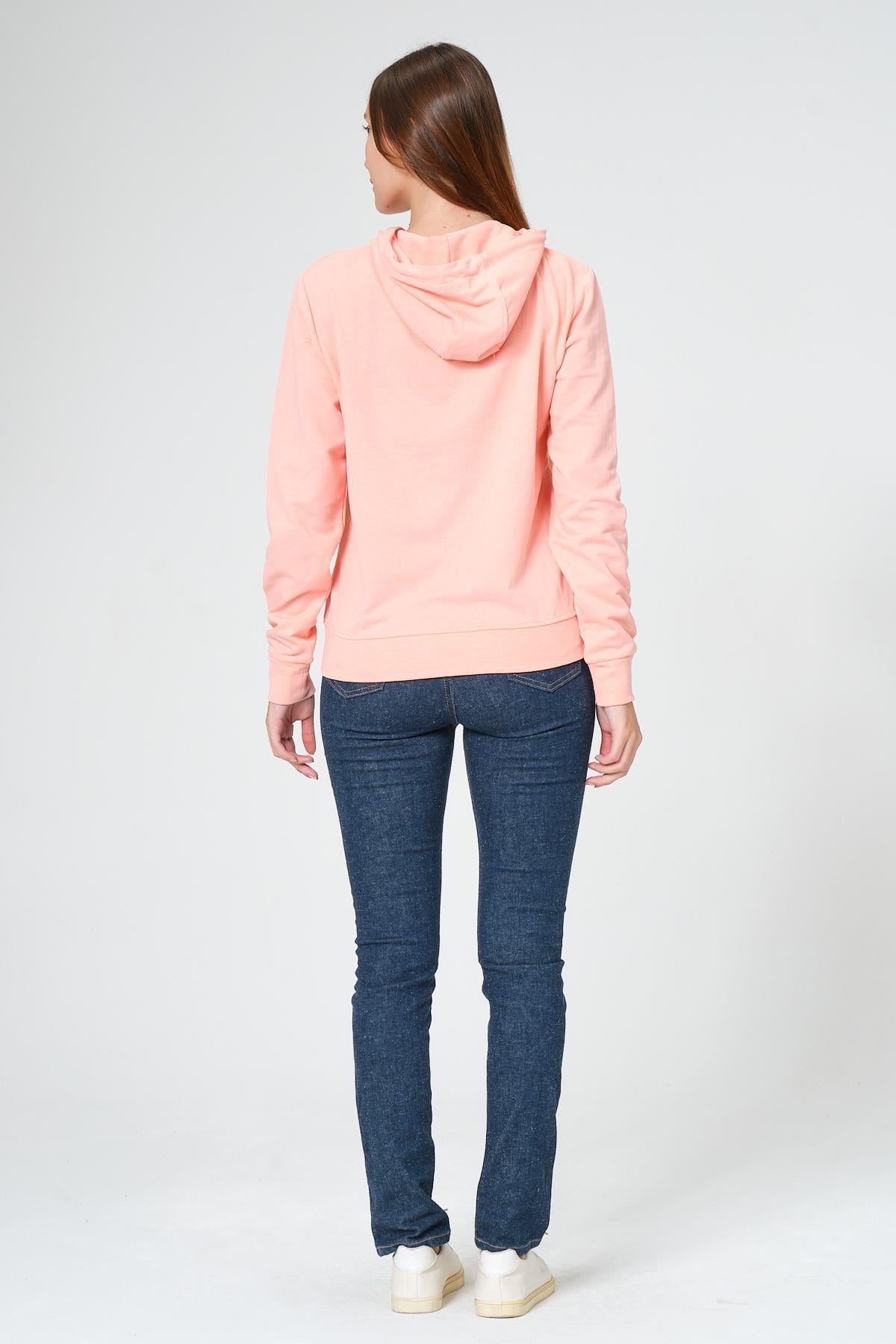 Kadın Kapüşonlu Süzüne Baskılı Sweatshirt