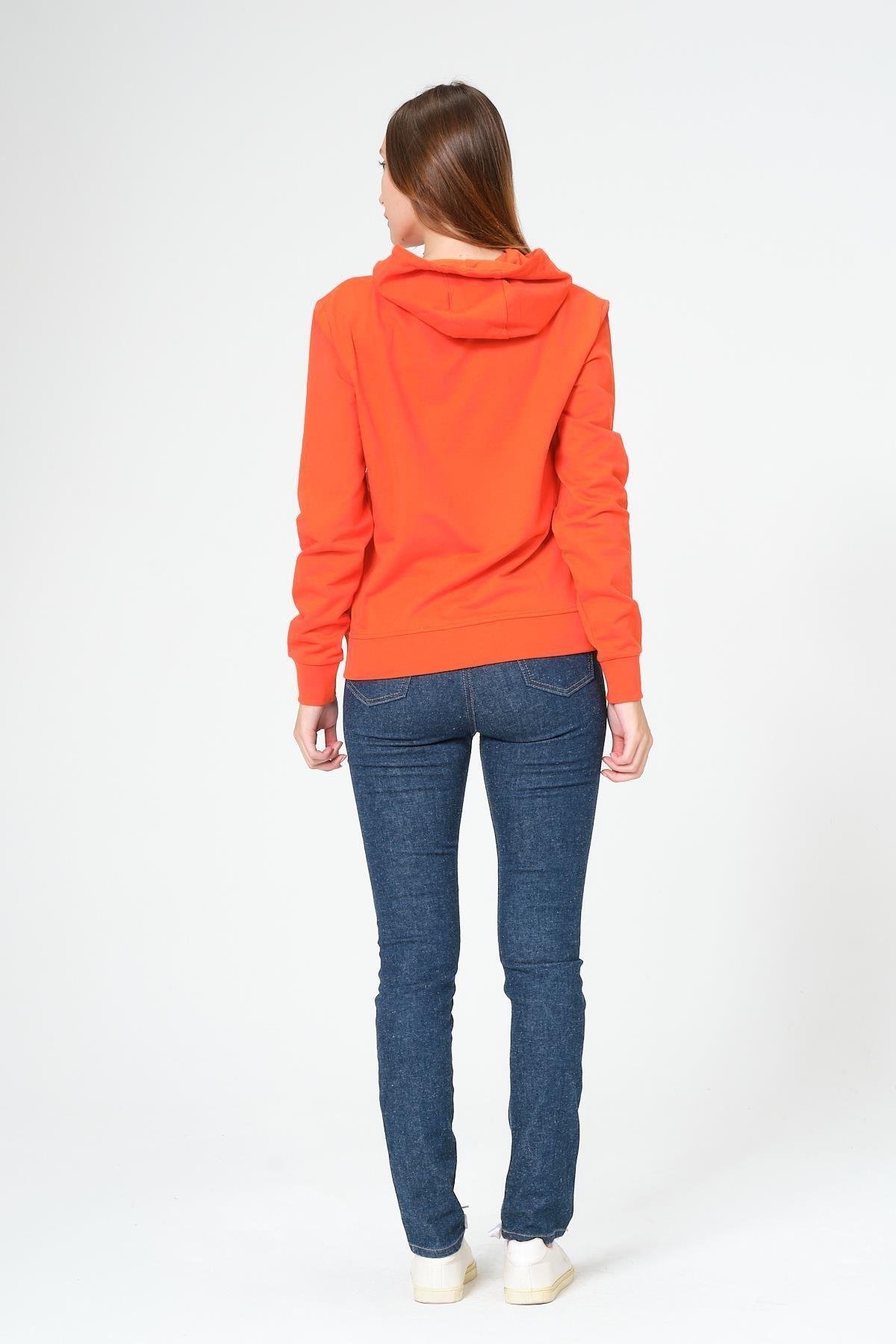 Kadın Kapüşonlu Süzüne Baskılı Sweatshirt