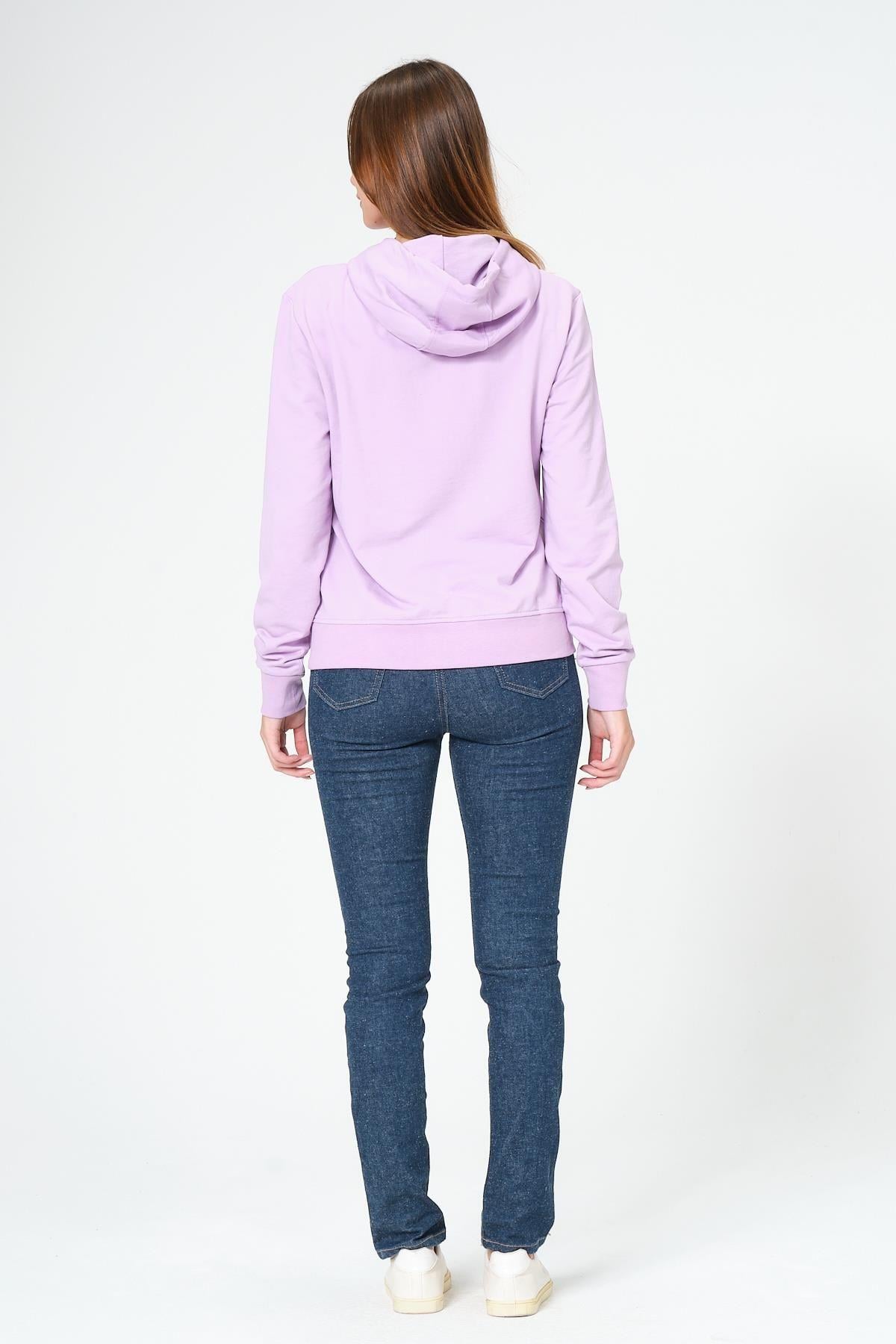 Kadın Kapüşonlu Süzüne Baskılı Sweatshirt