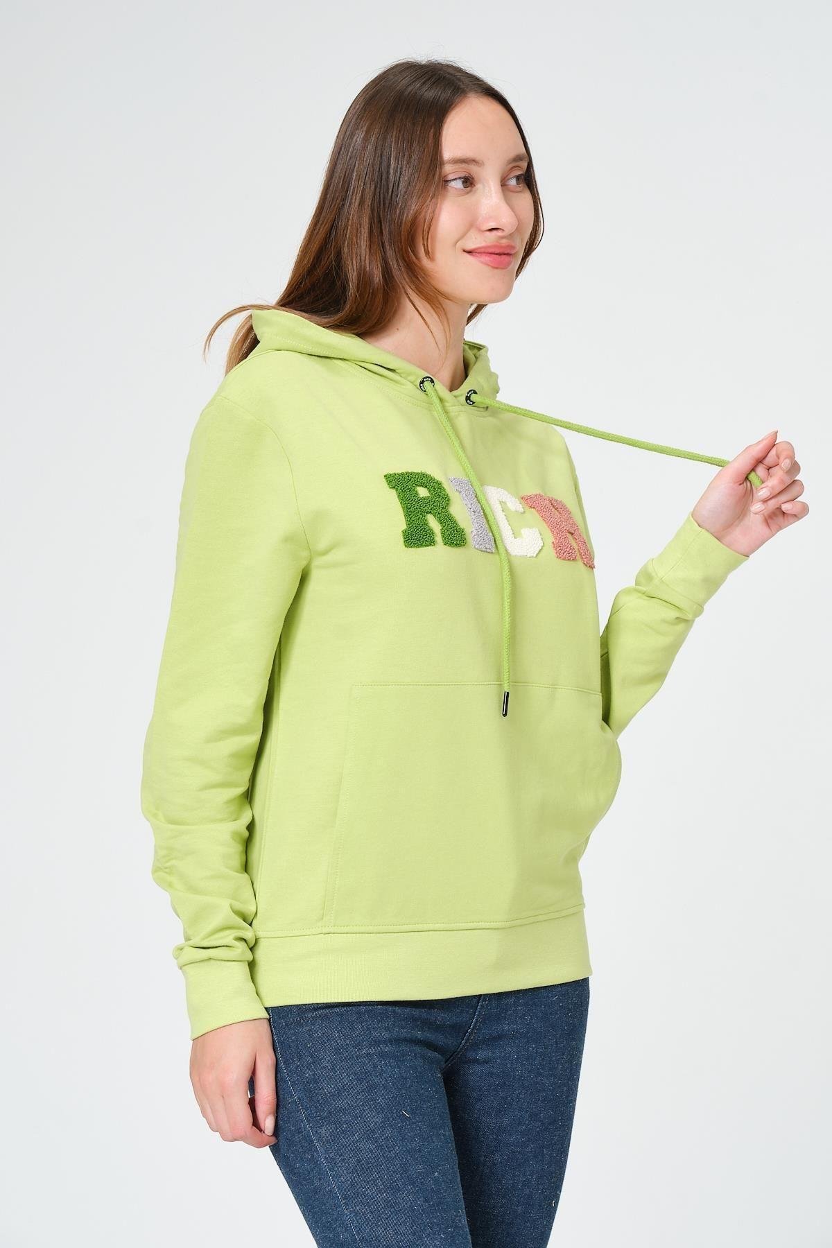 Kadın Kapüşonlu Süzüne Baskılı Sweatshirt