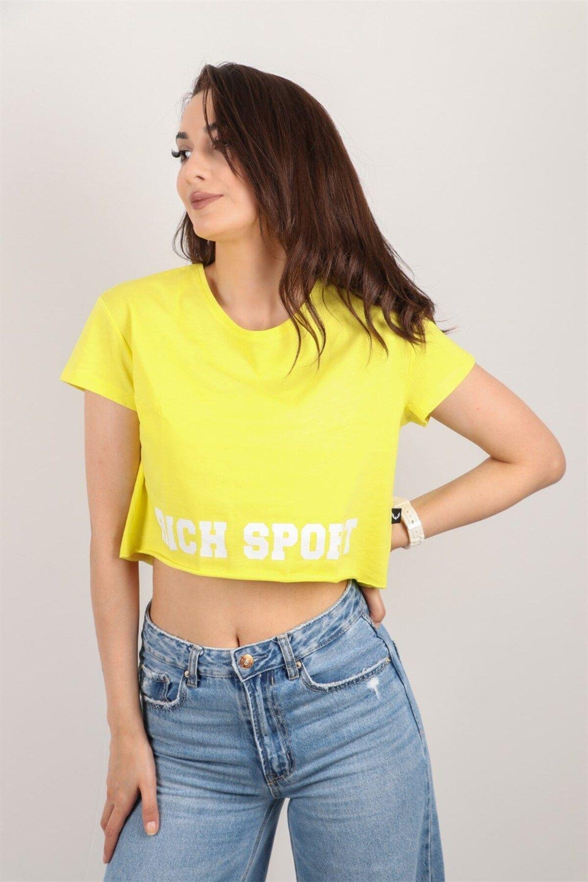 Kadın Kısa Kollu Crop Bluz