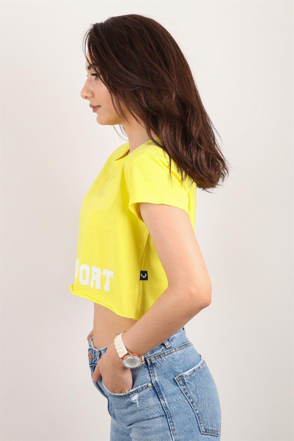Kadın Kısa Kollu Crop Bluz