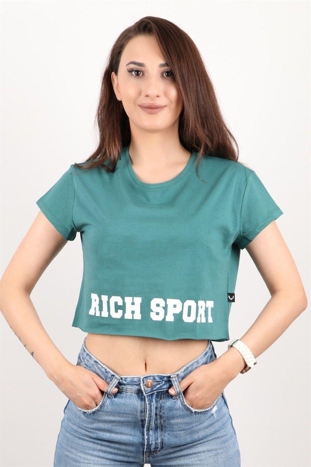 Kadın Kısa Kollu Crop Bluz