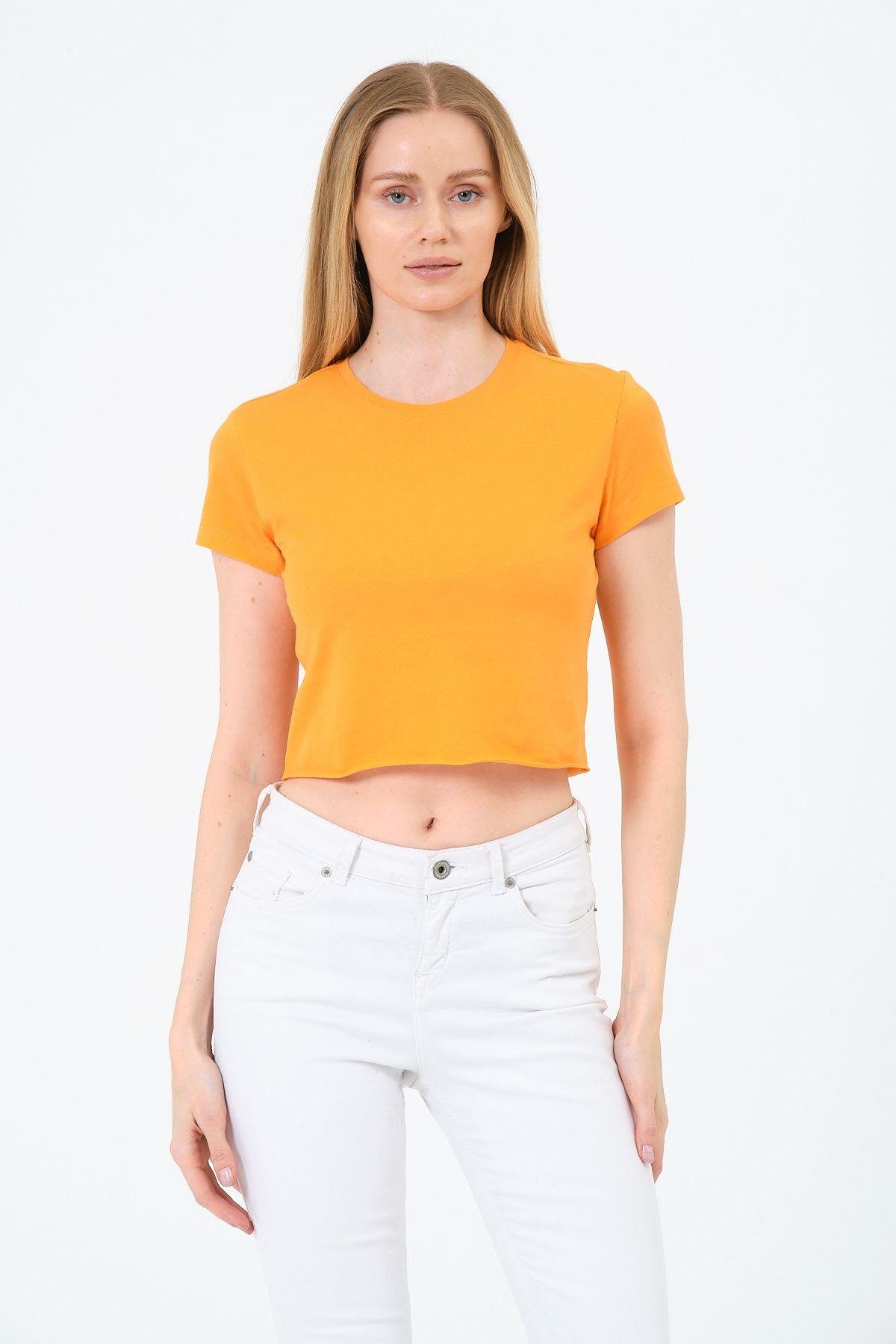 Kadın Kısa Kollu Oversize Crop