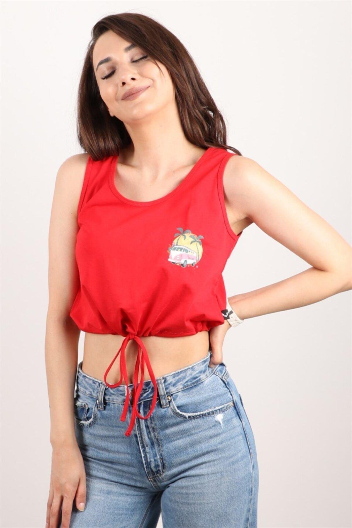 Kadın Kolsuz Crop Bluz