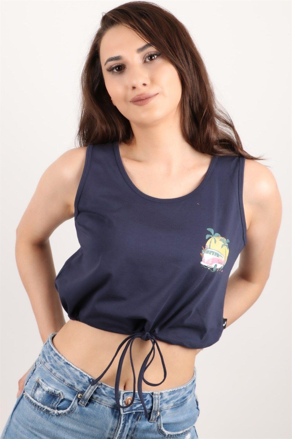 Kadın Kolsuz Crop Bluz