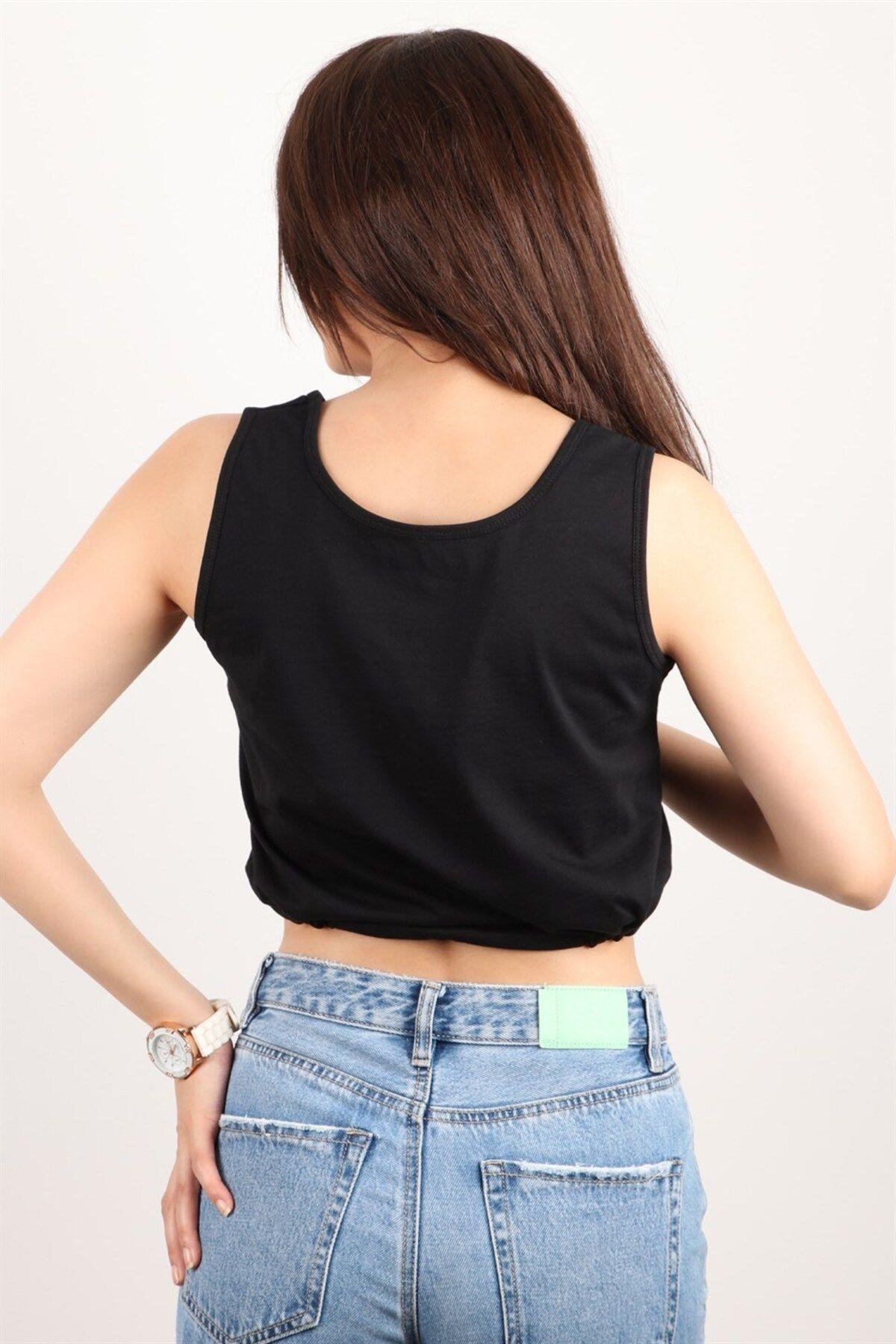 Kadın Kolsuz Crop Bluz
