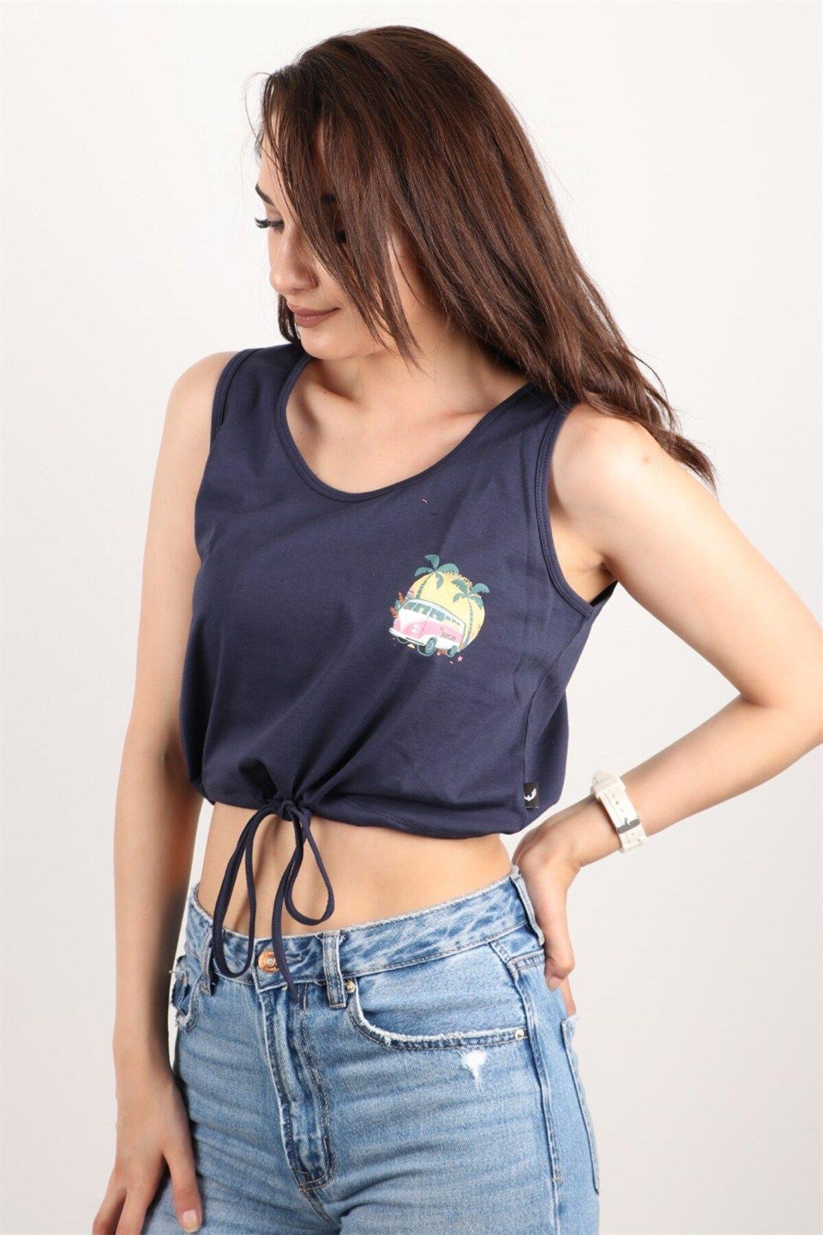 Kadın Kolsuz Crop Bluz