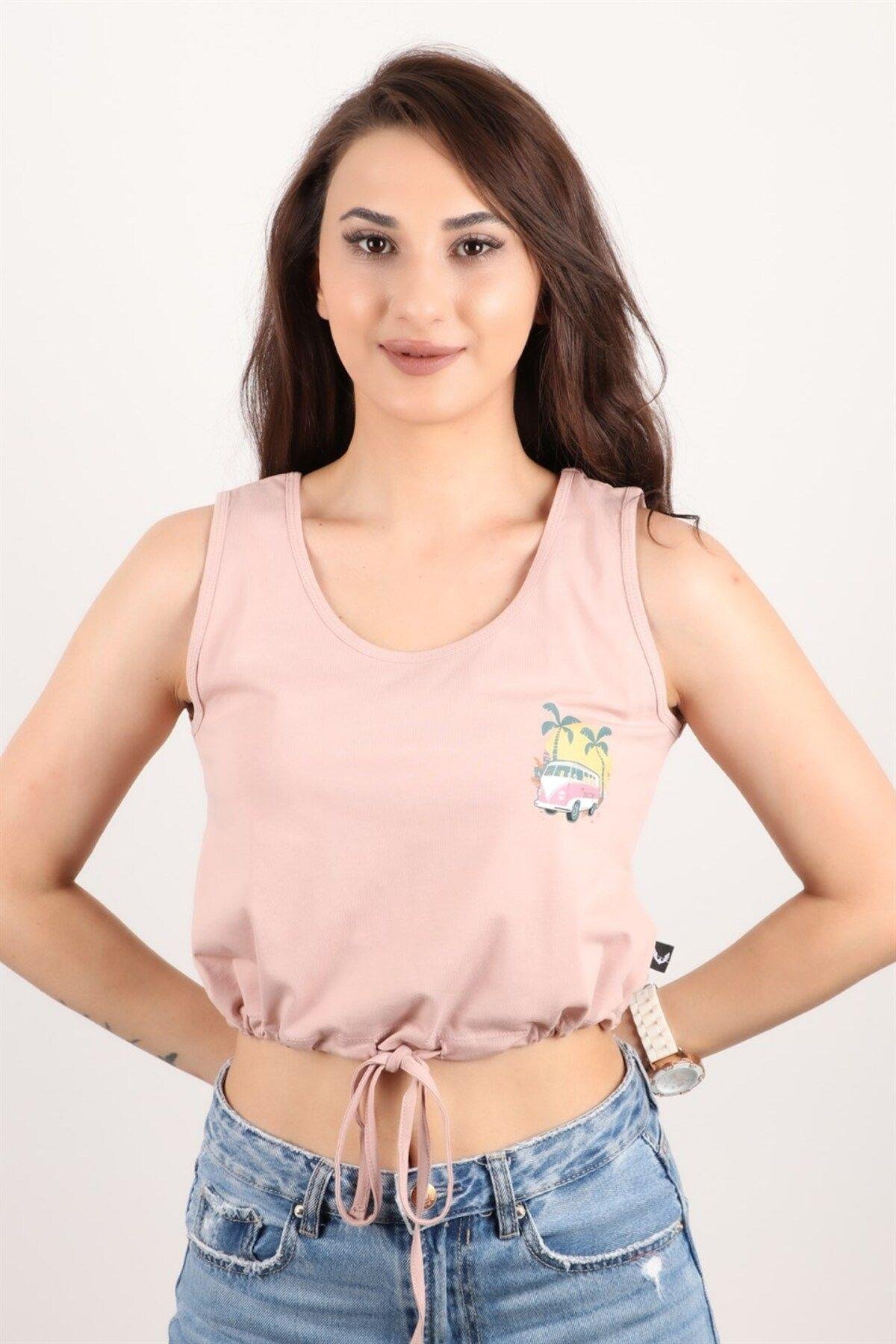 Kadın Kolsuz Crop Bluz