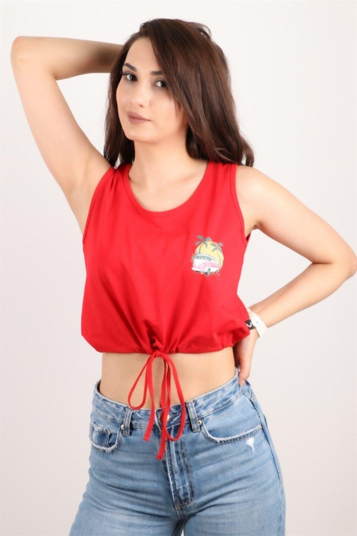 Kadın Kolsuz Crop Bluz