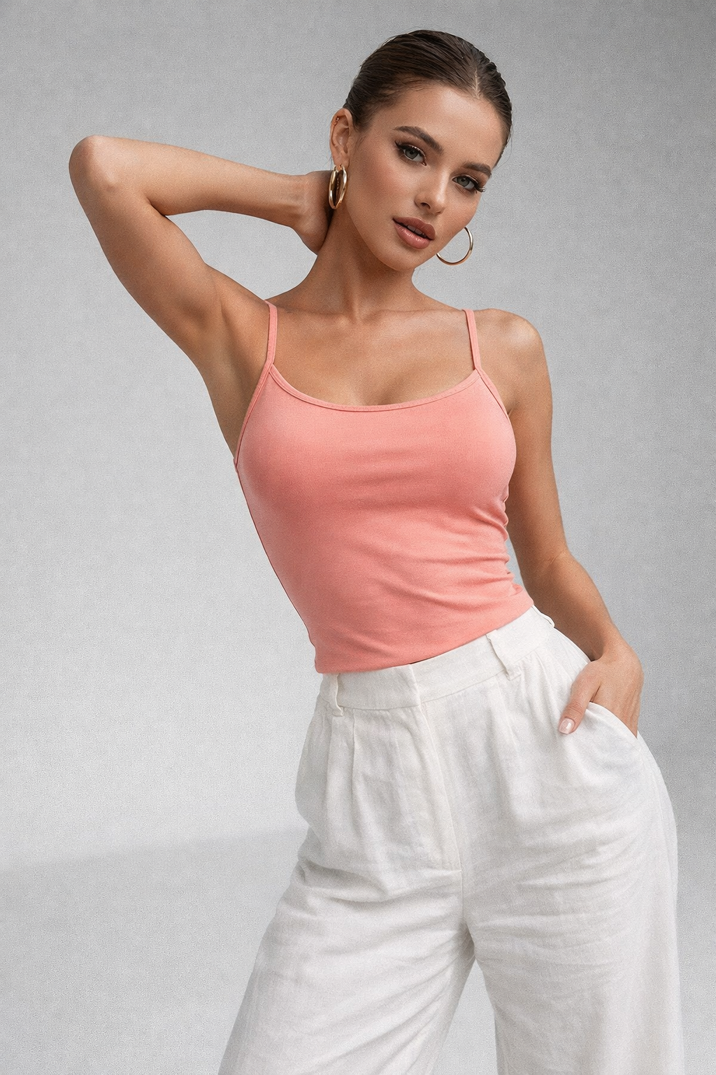 Kadın Pembe Askılı Crop Atlet