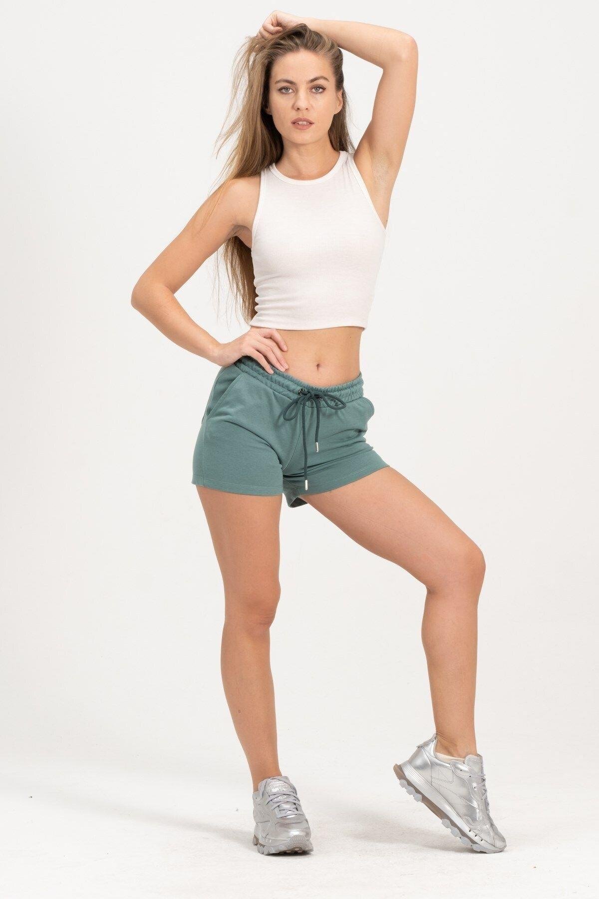 Kadın Yeşil Şort Mini Spor Şort