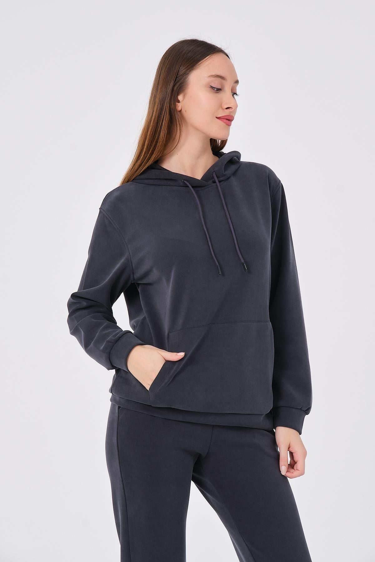 Kadın Yumuşak Kumaş Eşofman Takımı Eşofman Altı ve Sweatshirt