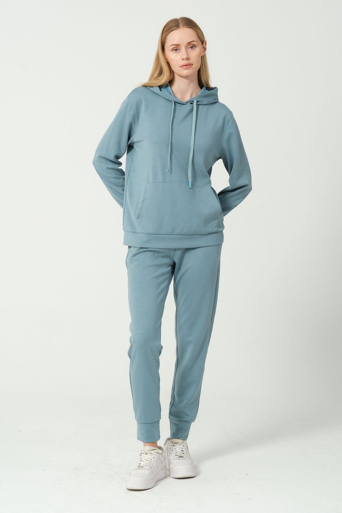 Kadın Yumuşak Kumaş Eşofman Takımı Eşofman Altı ve Sweatshirt