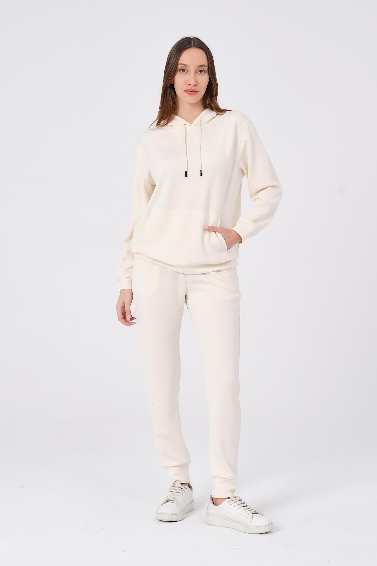 Kadın Yumuşak Kumaş Eşofman Takımı Eşofman Altı ve Sweatshirt