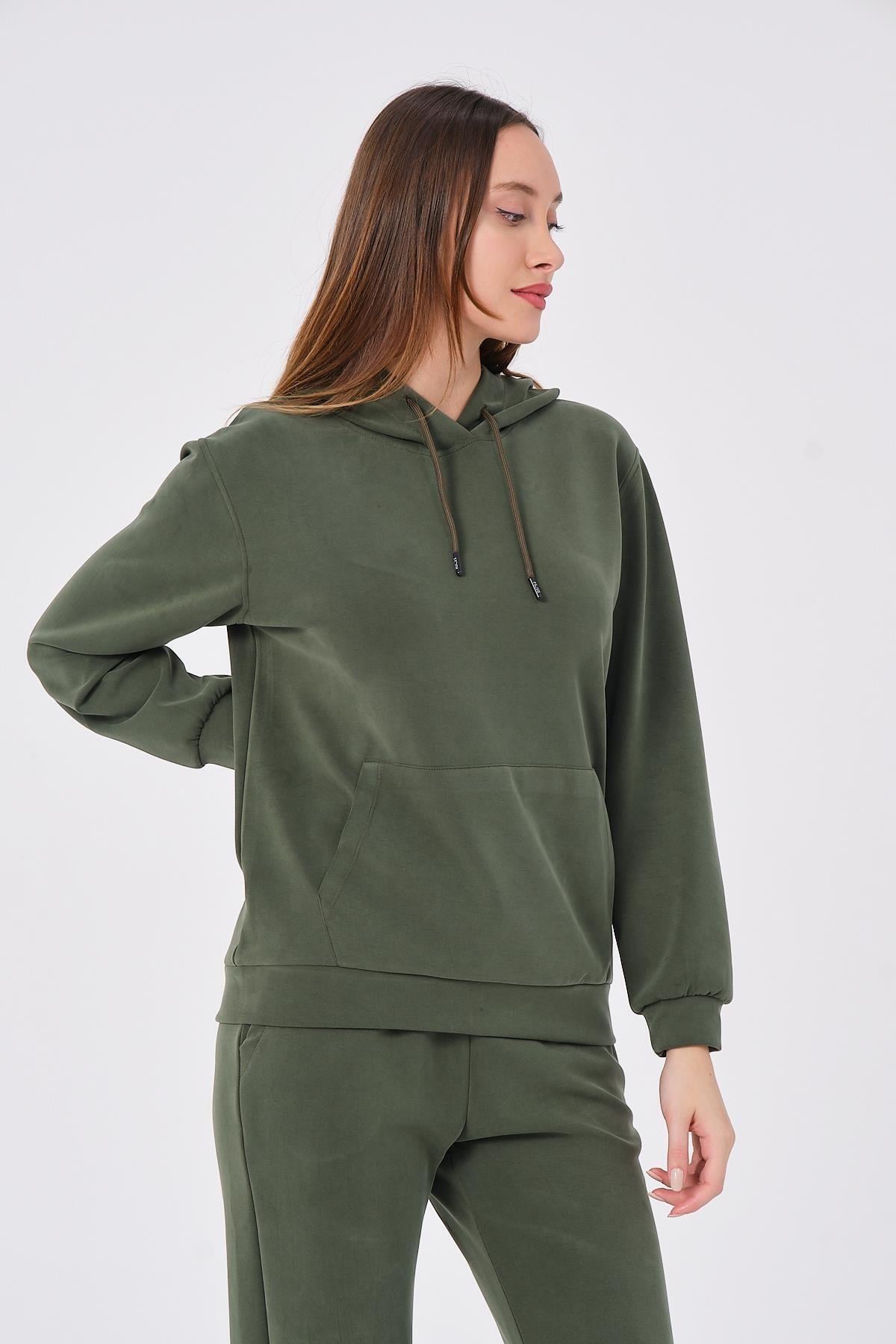 Kadın Yumuşak Kumaş Eşofman Takımı Eşofman Altı ve Sweatshirt