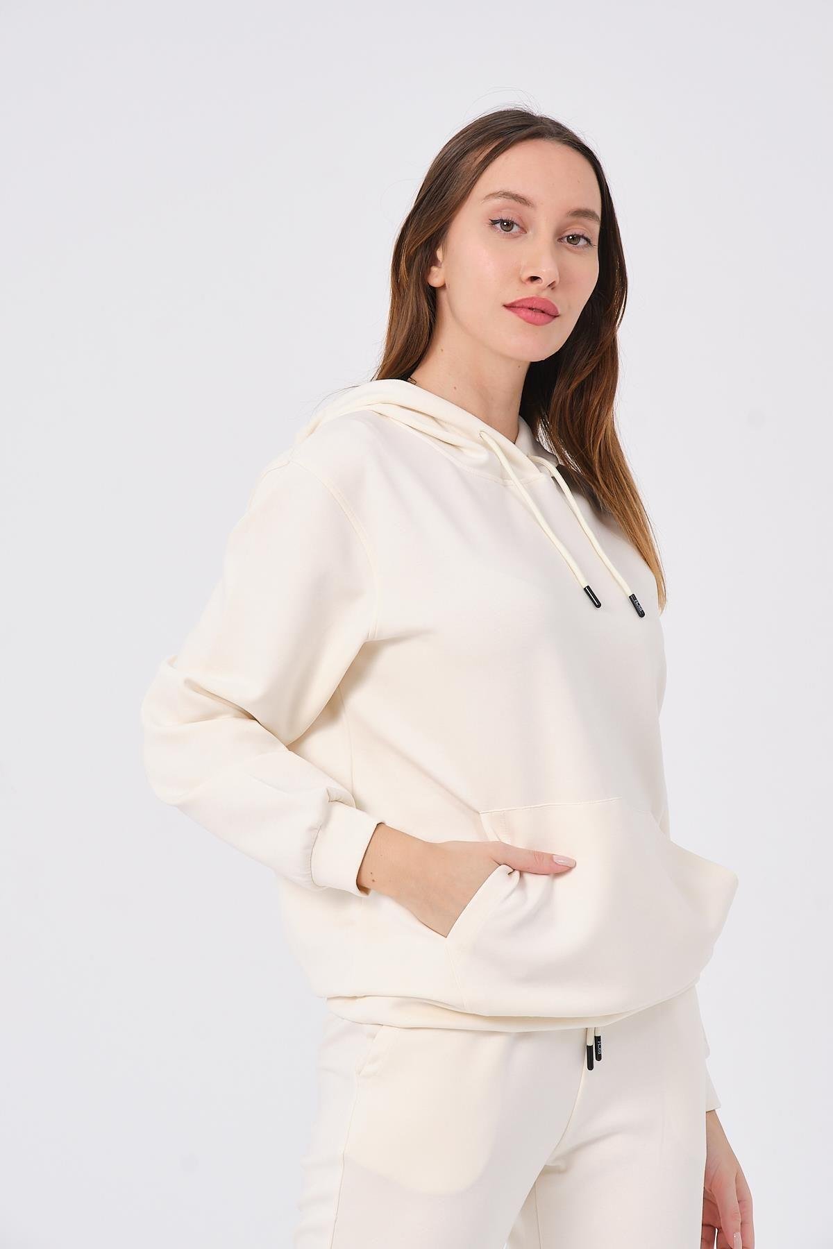 Kadın Yumuşak Kumaş Eşofman Takımı Eşofman Altı ve Sweatshirt