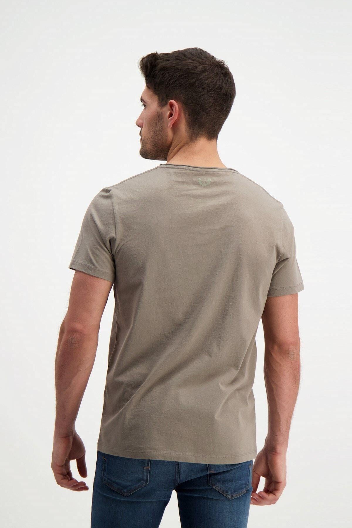 Kahverengi Erkek Yıkamalı Basic T-shirt