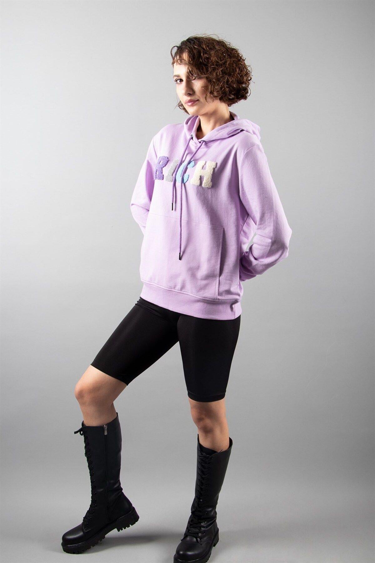 Lila 2 Iplik Kapüşonlu Sweatshirt