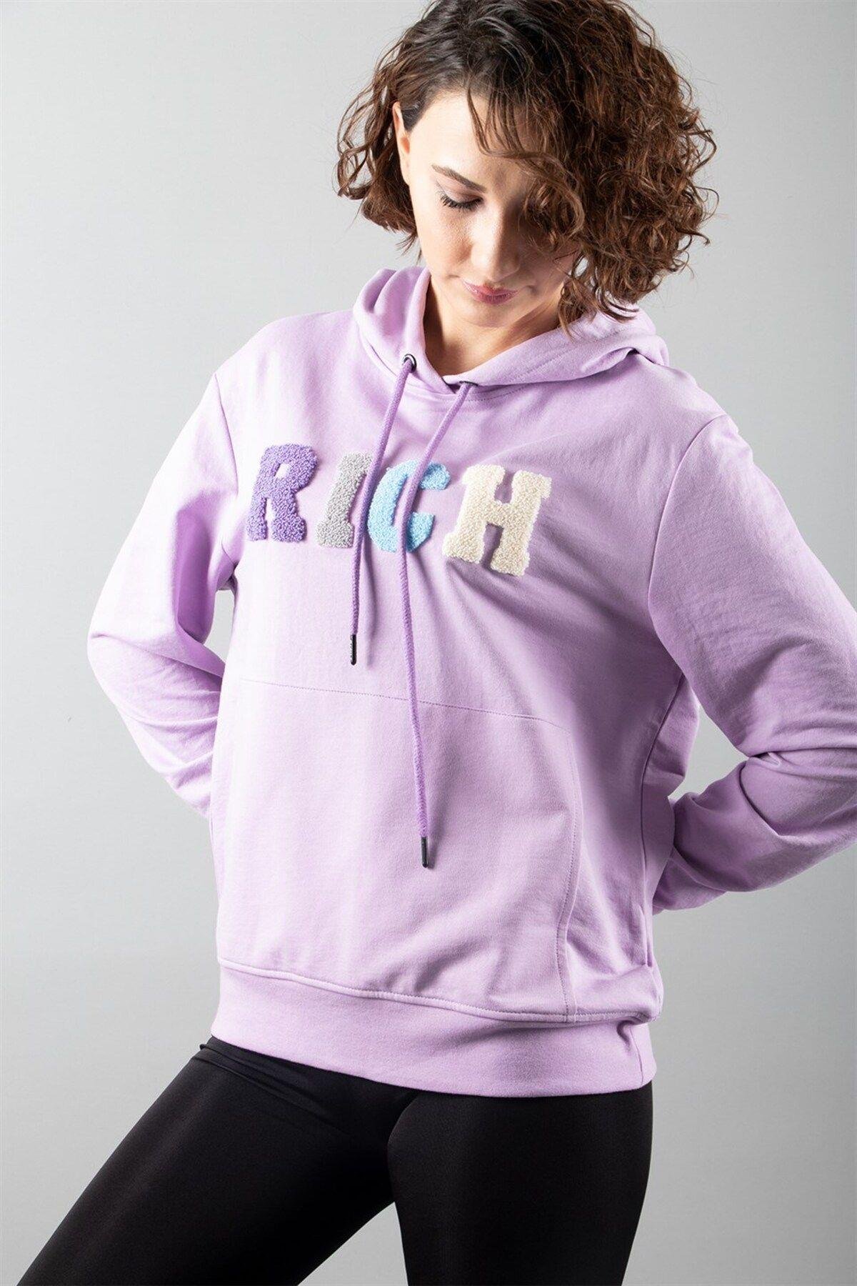 Lila 2 Iplik Kapüşonlu Sweatshirt