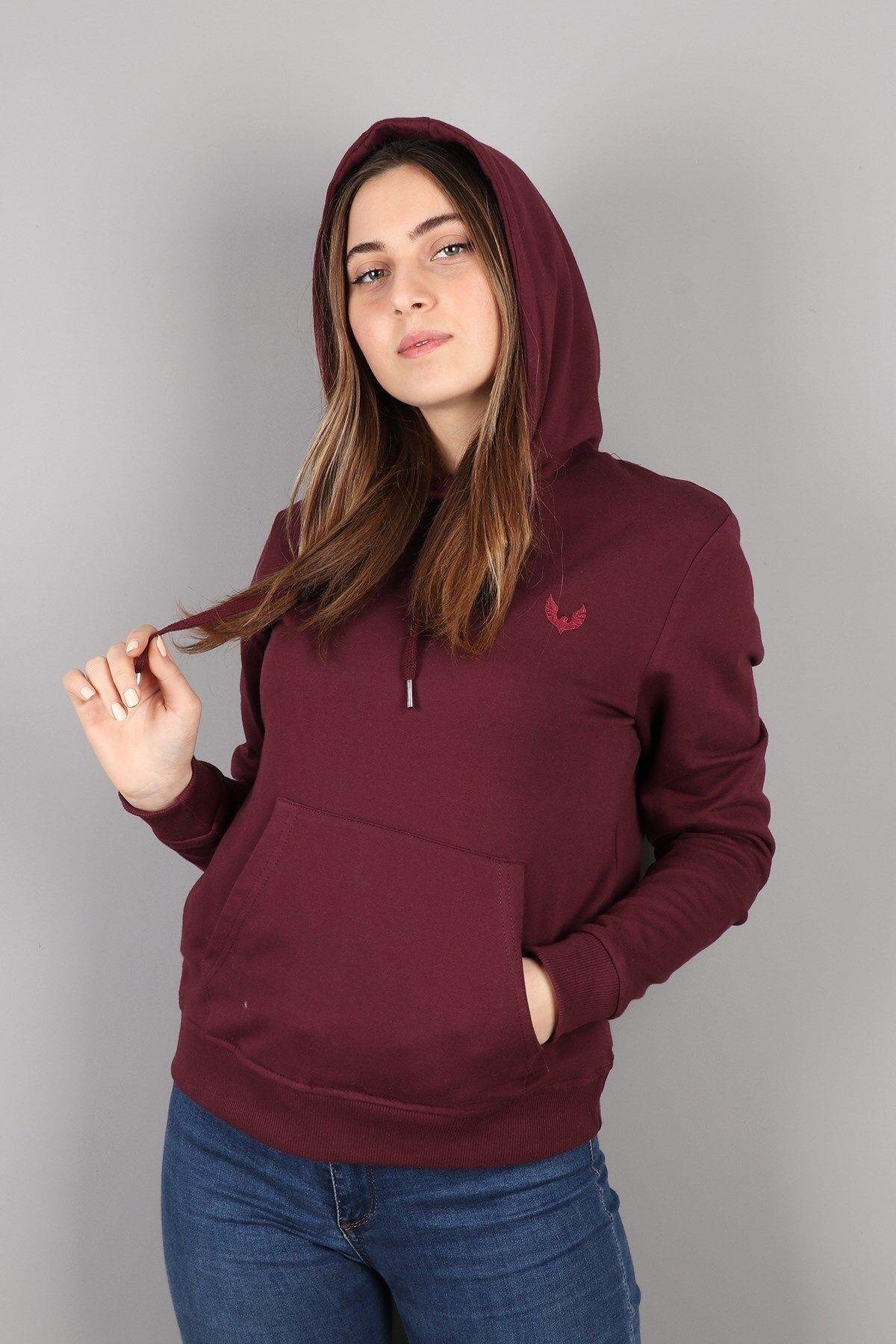 Mürdüm Kadın Kapüşonlu Sweatshirt