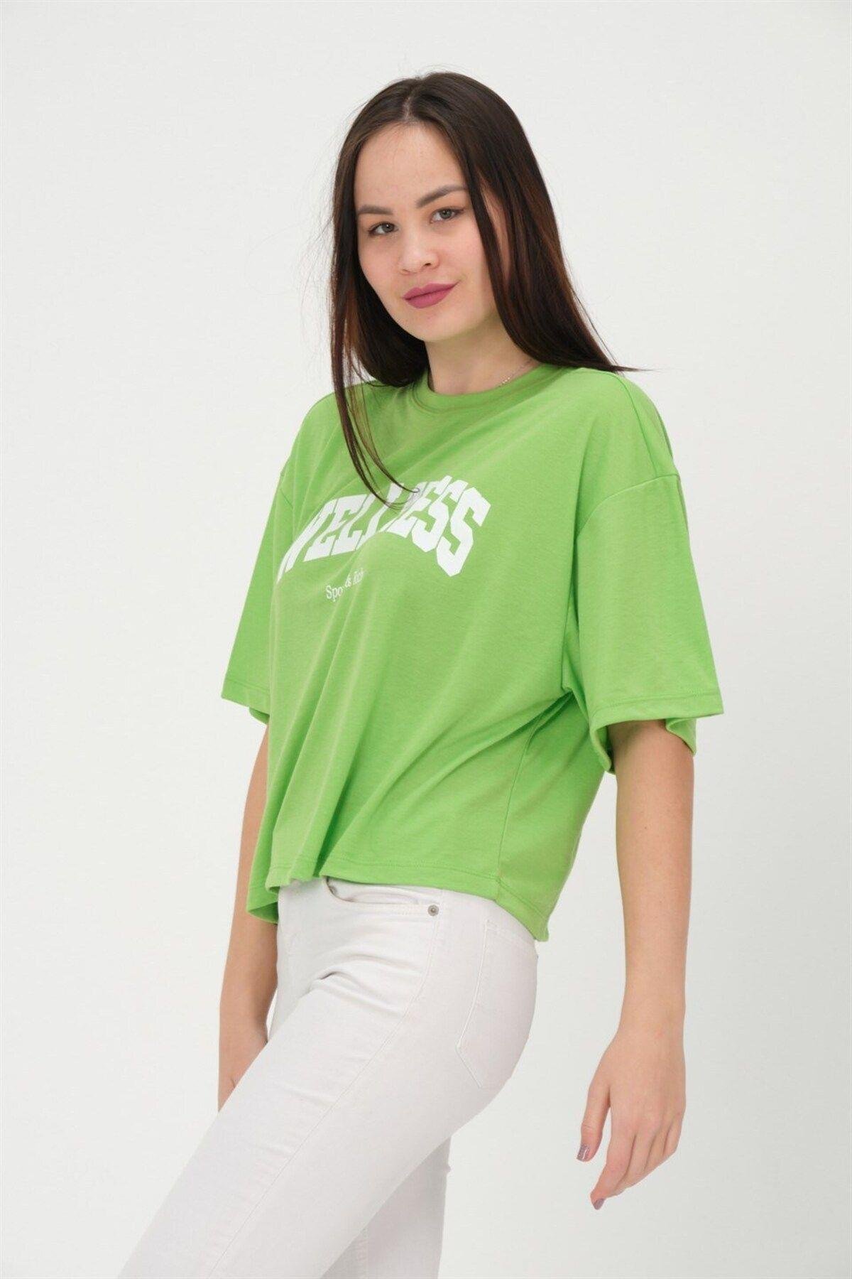 Oversize Kadın T-shirt %100 Pamuk Tişört