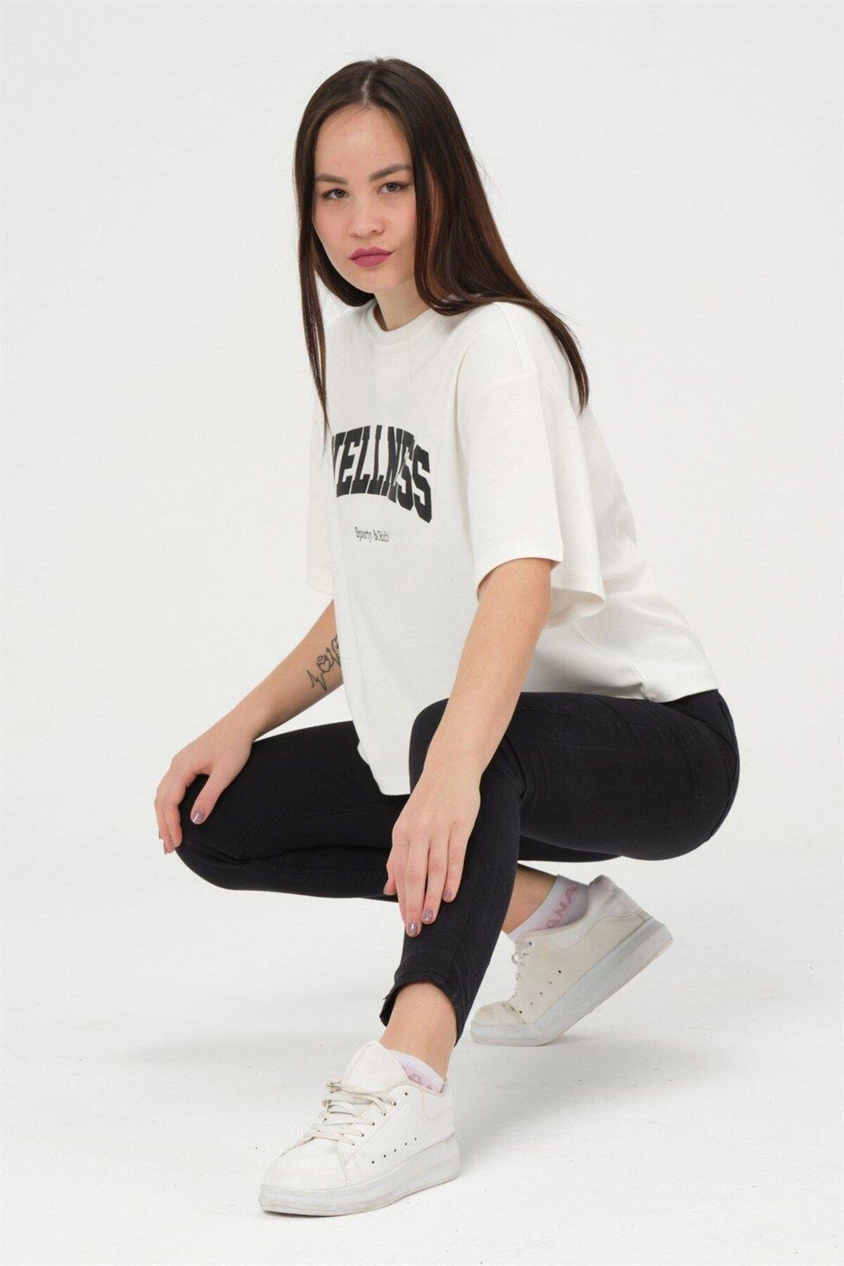Oversize Kadın T-shirt %100 Pamuk Tişört