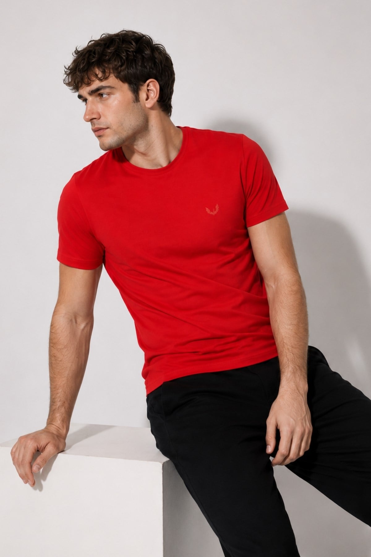 Rich Erkek Logo Baskılı T-shirt %100 Pamuk Tişört