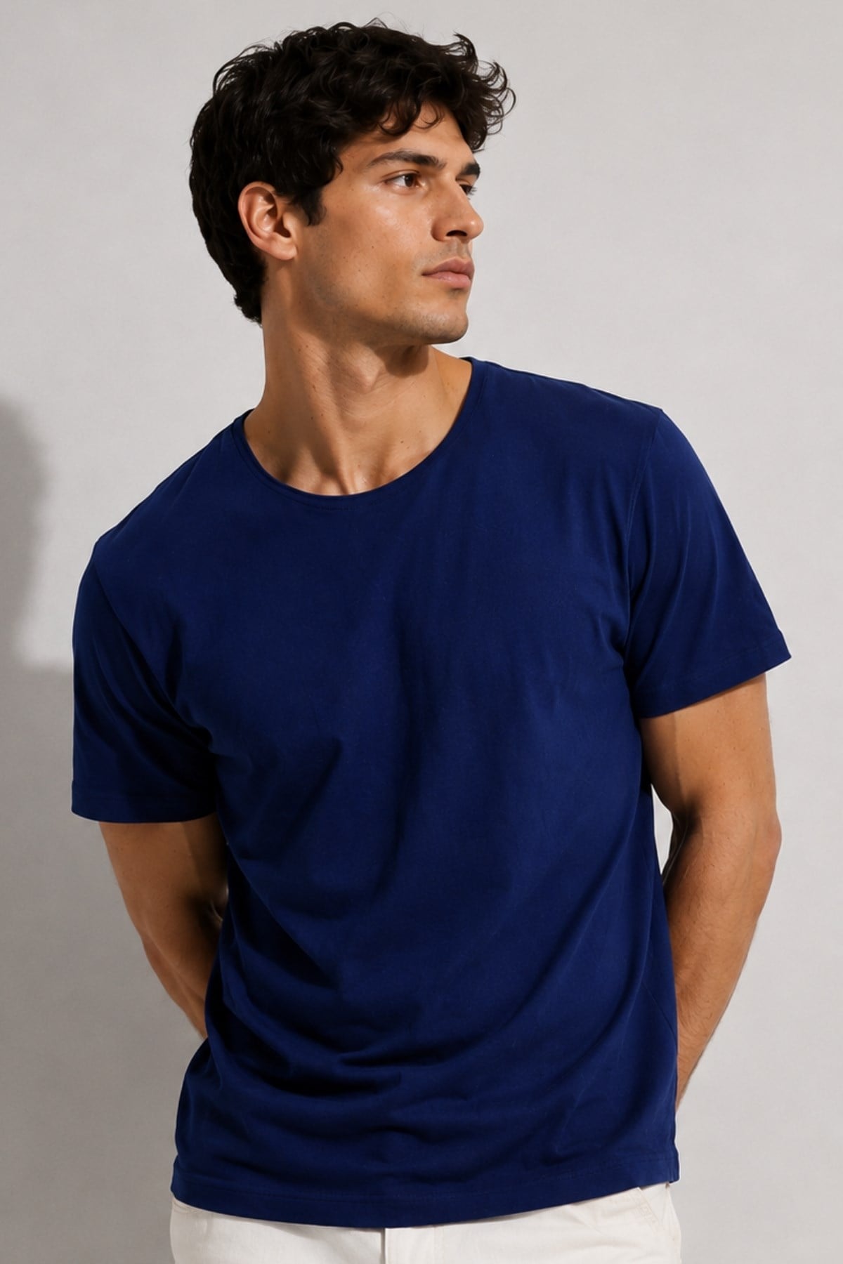 Rich Erkek Yıkamalı Basic T-shirt Tişört %100 Pamuk Tişört