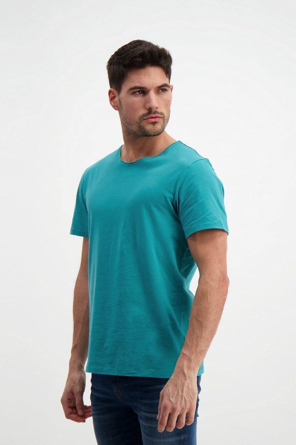 Rich Erkek Yıkamalı Basic T-shirt Tişört %100 Pamuk Tişört