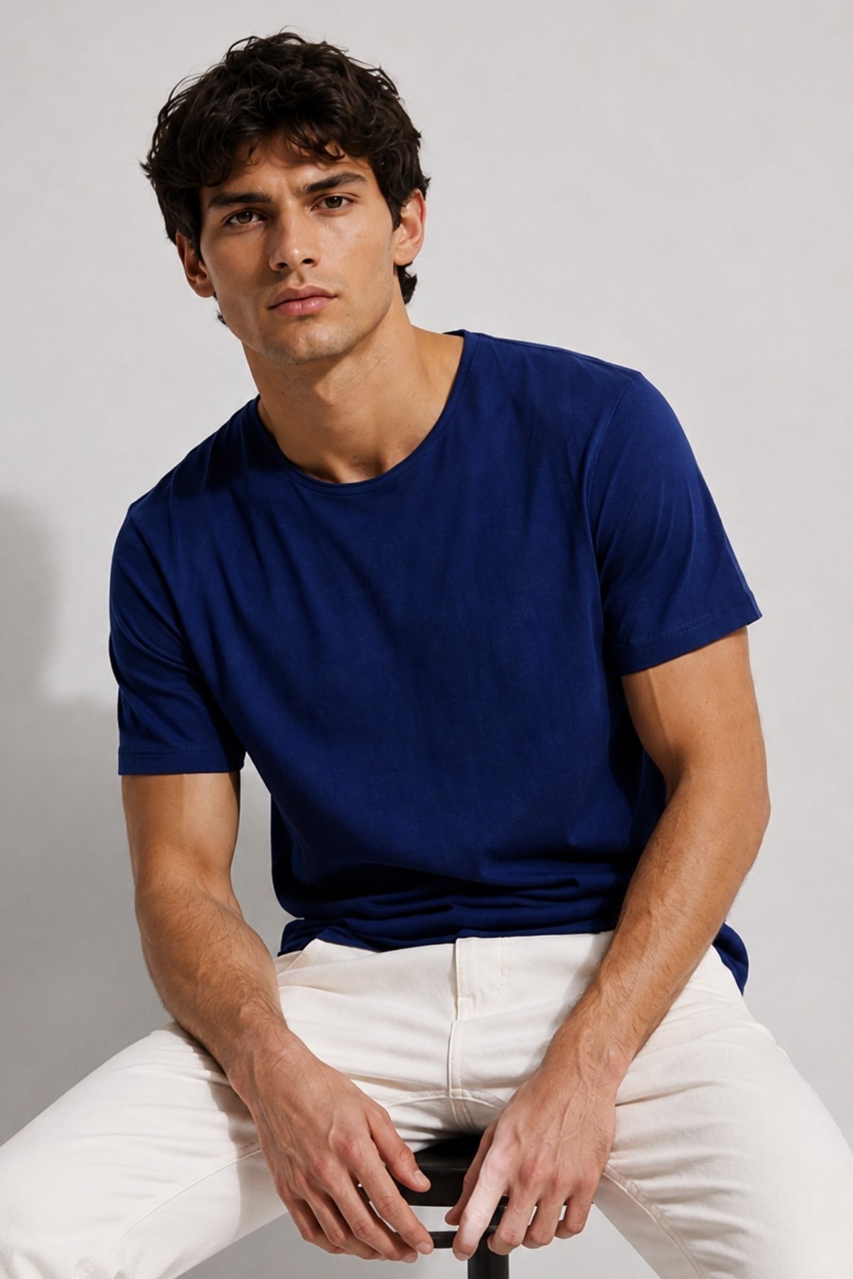 Rich Erkek Yıkamalı Basic T-shirt Tişört %100 Pamuk Tişört