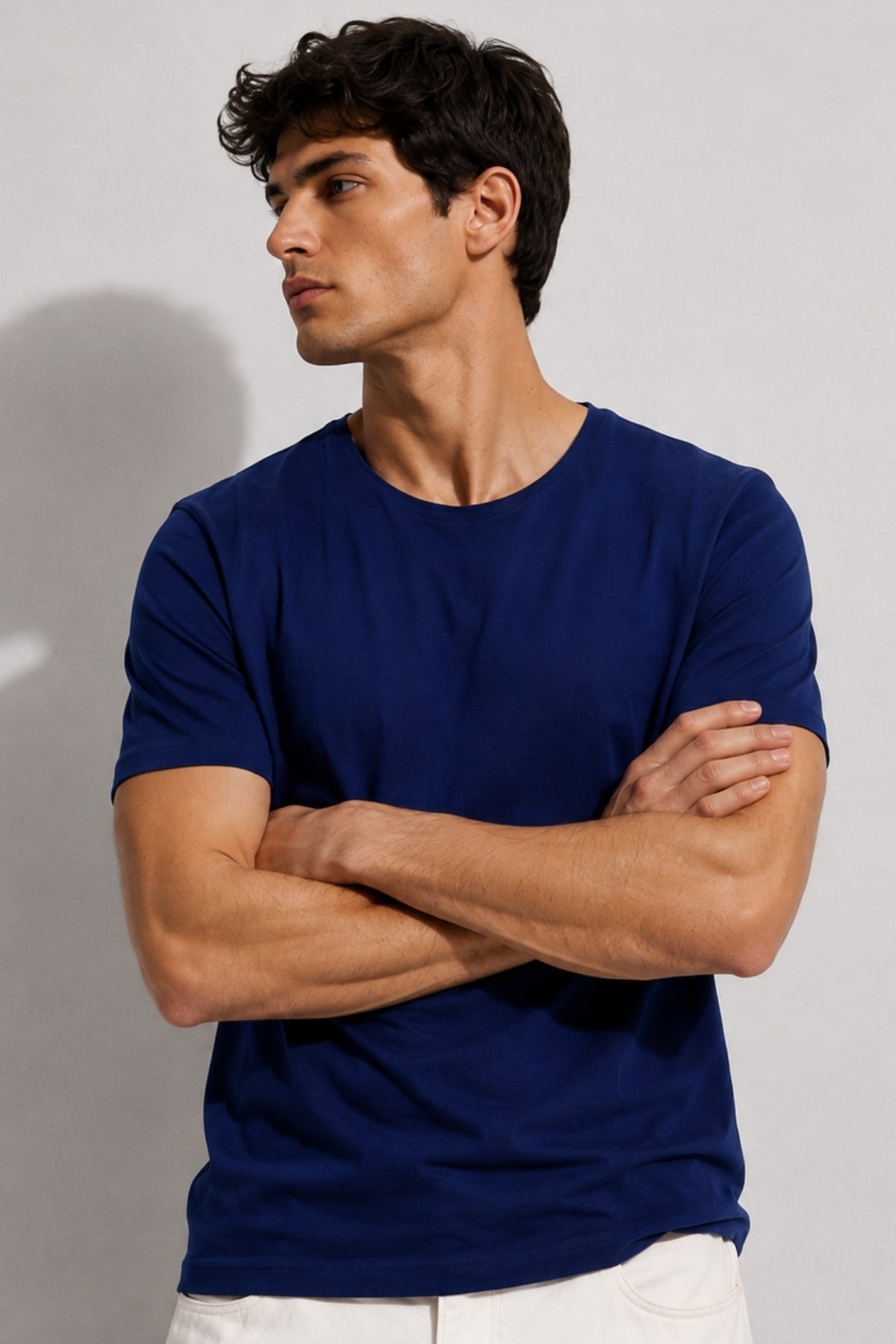 Rich Erkek Yıkamalı Basic T-shirt Tişört %100 Pamuk Tişört