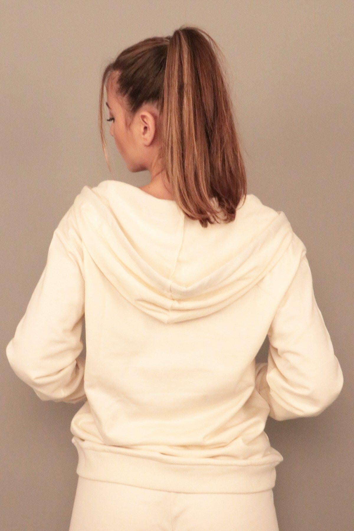 Rich Kadın Baskılı Kapüşonlu Sweatshirt
