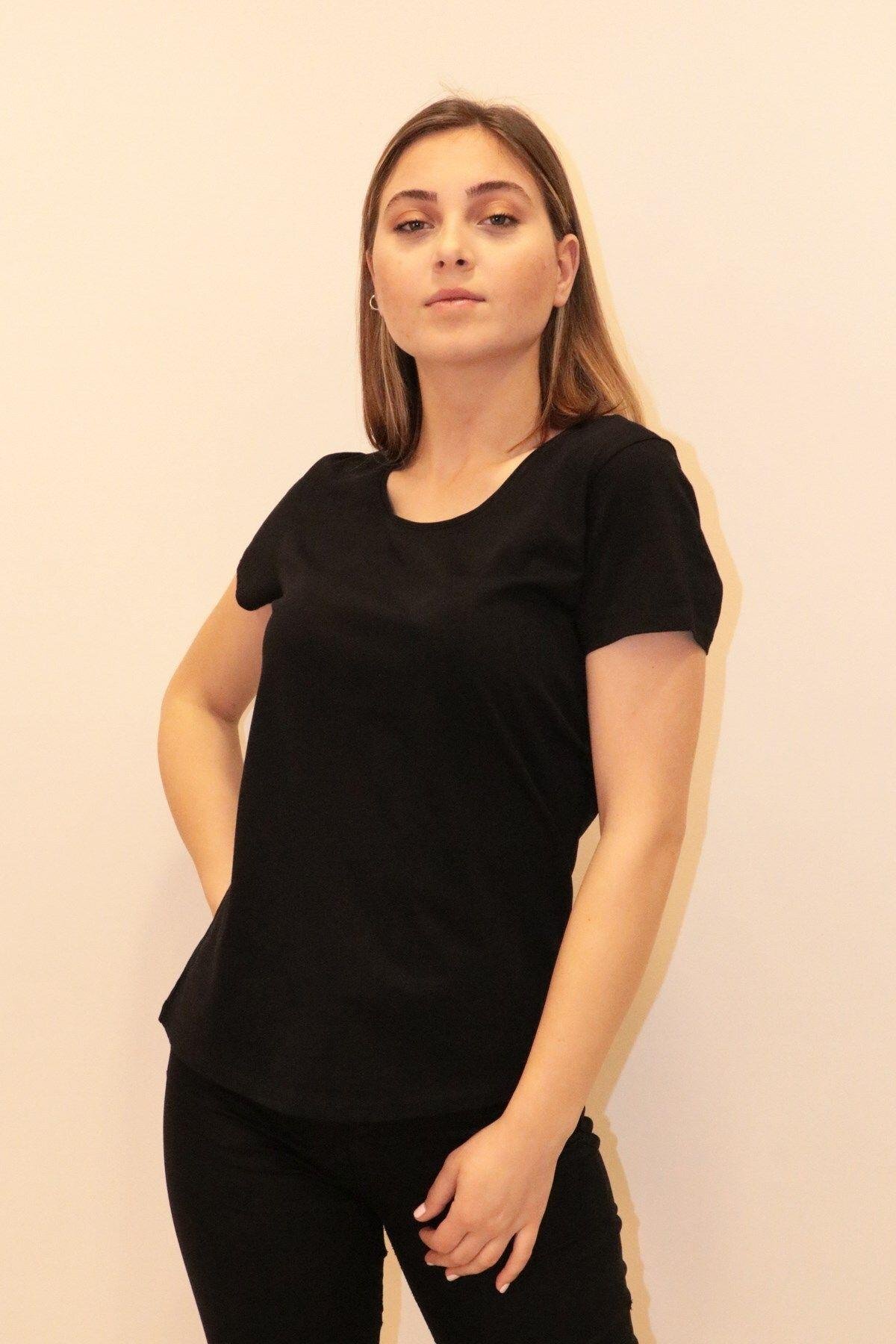 Rich Kadın Bisiklet Yaka T-shirt %100 Pamuk Tişört