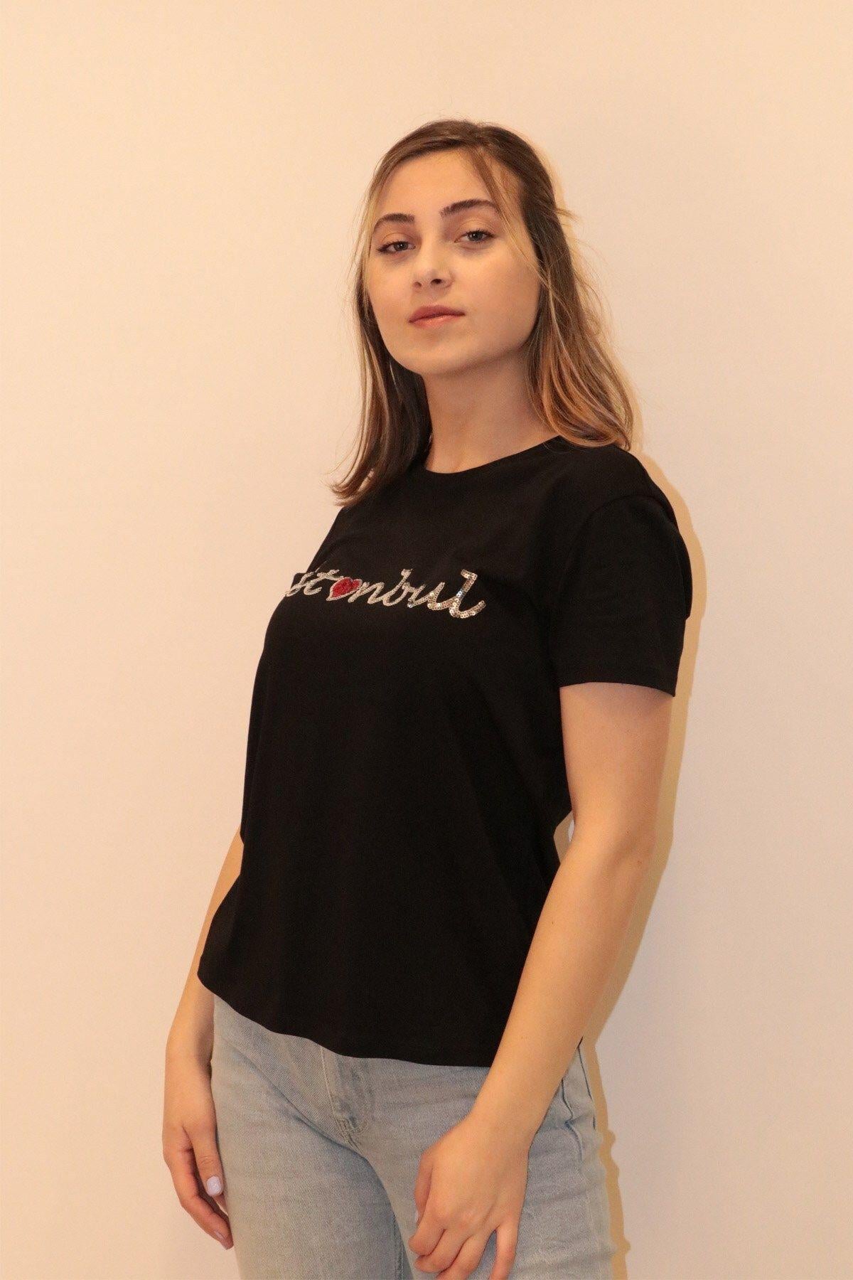 Rich Kadın Bisiklet Yaka T-shirt %100 Pamuk Tişört