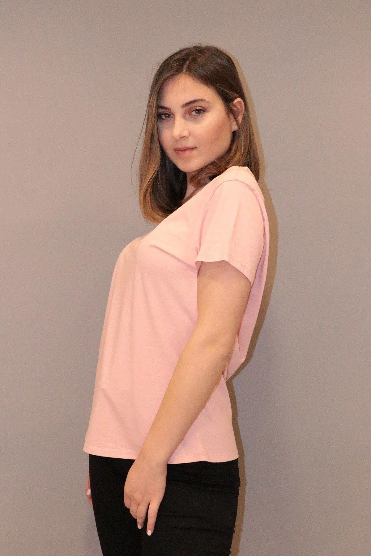 Rich Kadın Bisiklet Yaka T-shirt %100 Pamuk Tişört