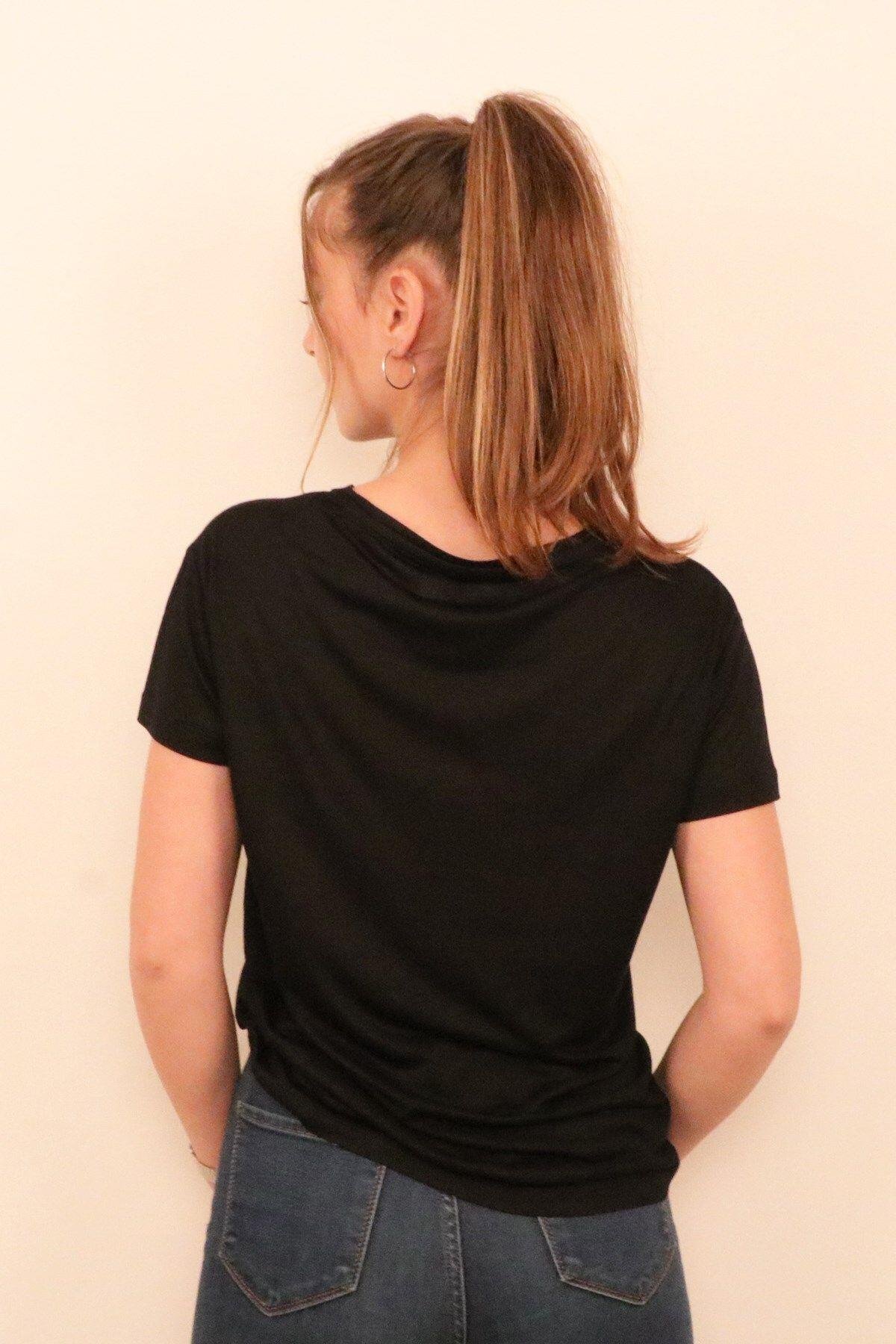 Rich Kadın O Yaka T-shirt %100 Pamuk Tişört