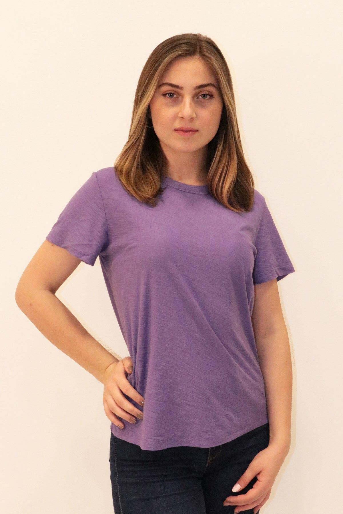 Rich Kadın Organik Bisiklet Yaka T-shirt %100 Pamuk Tişört