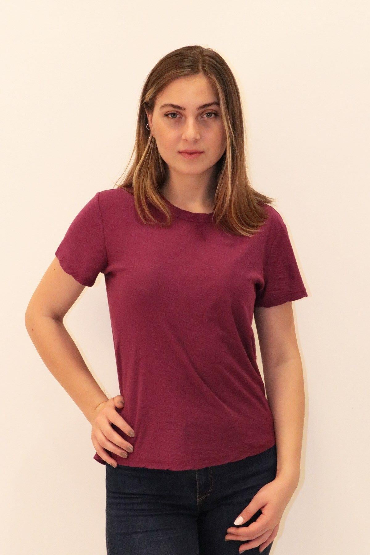 Rich Kadın Organik Bisiklet Yaka T-shirt %100 Pamuk Tişört