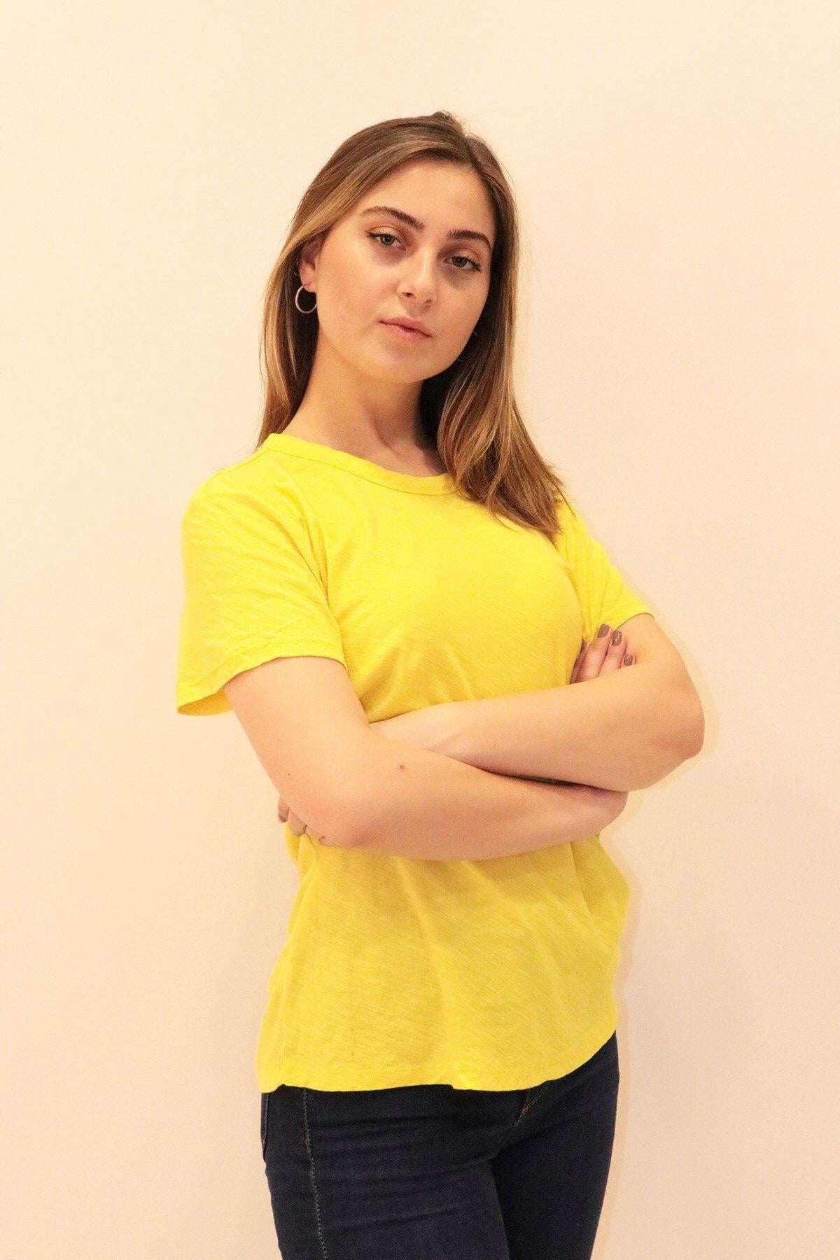 Rich Kadın Organik Bisiklet Yaka T-shirt %100 Pamuk Tişört