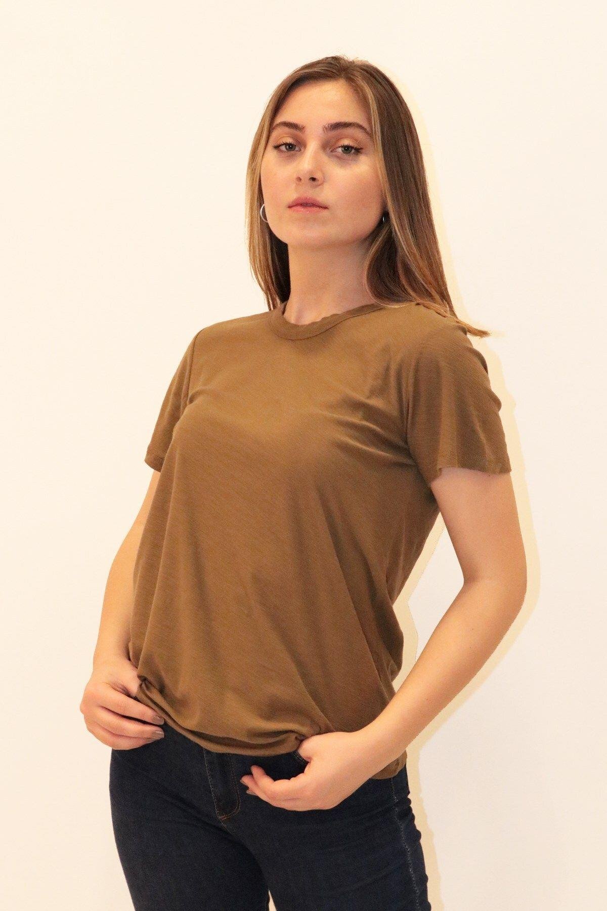 Rich Kadın Organik Bisiklet Yaka T-shirt %100 Pamuk Tişört