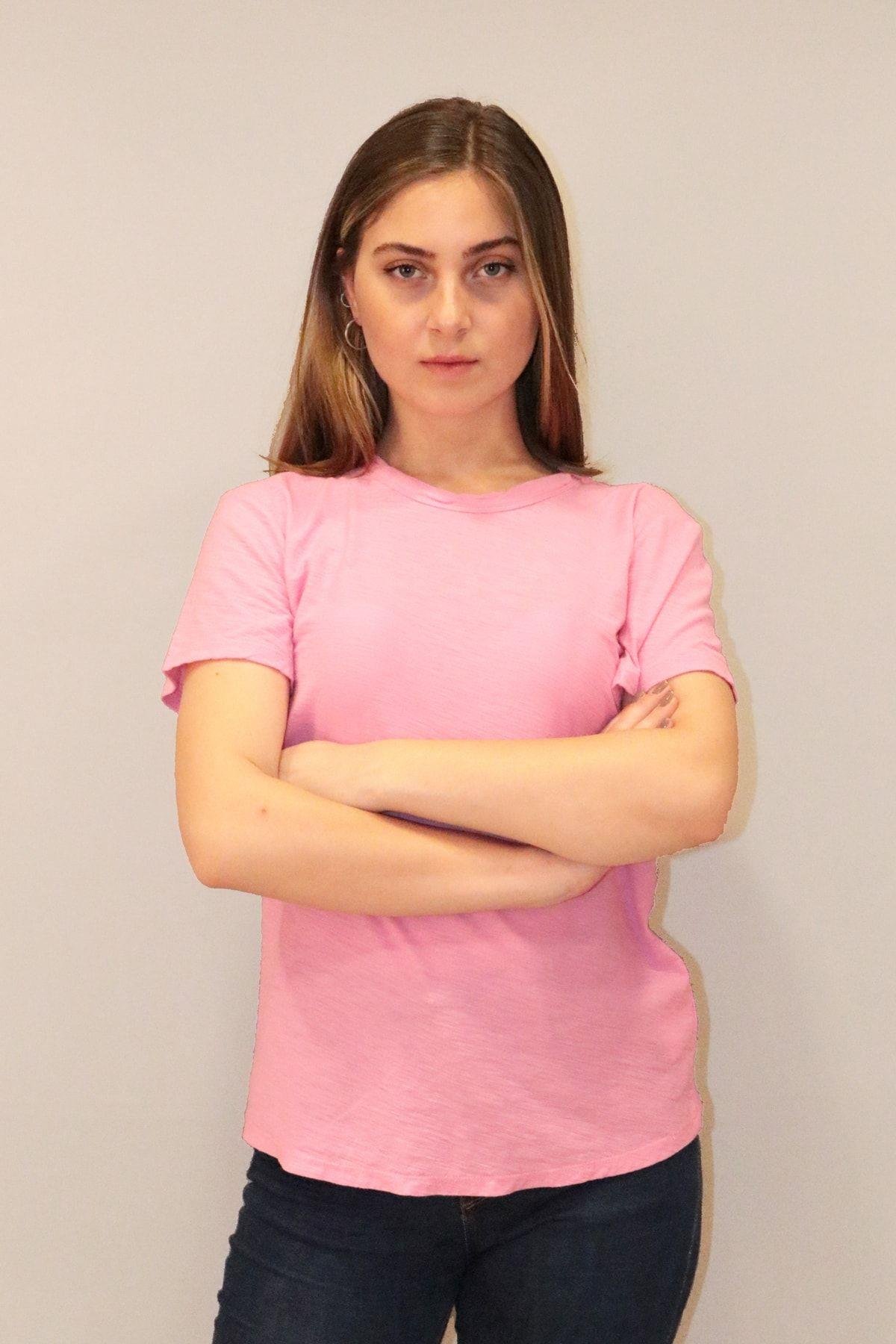 Rich Kadın Organik Bisiklet Yaka T-shirt %100 Pamuk Tişört