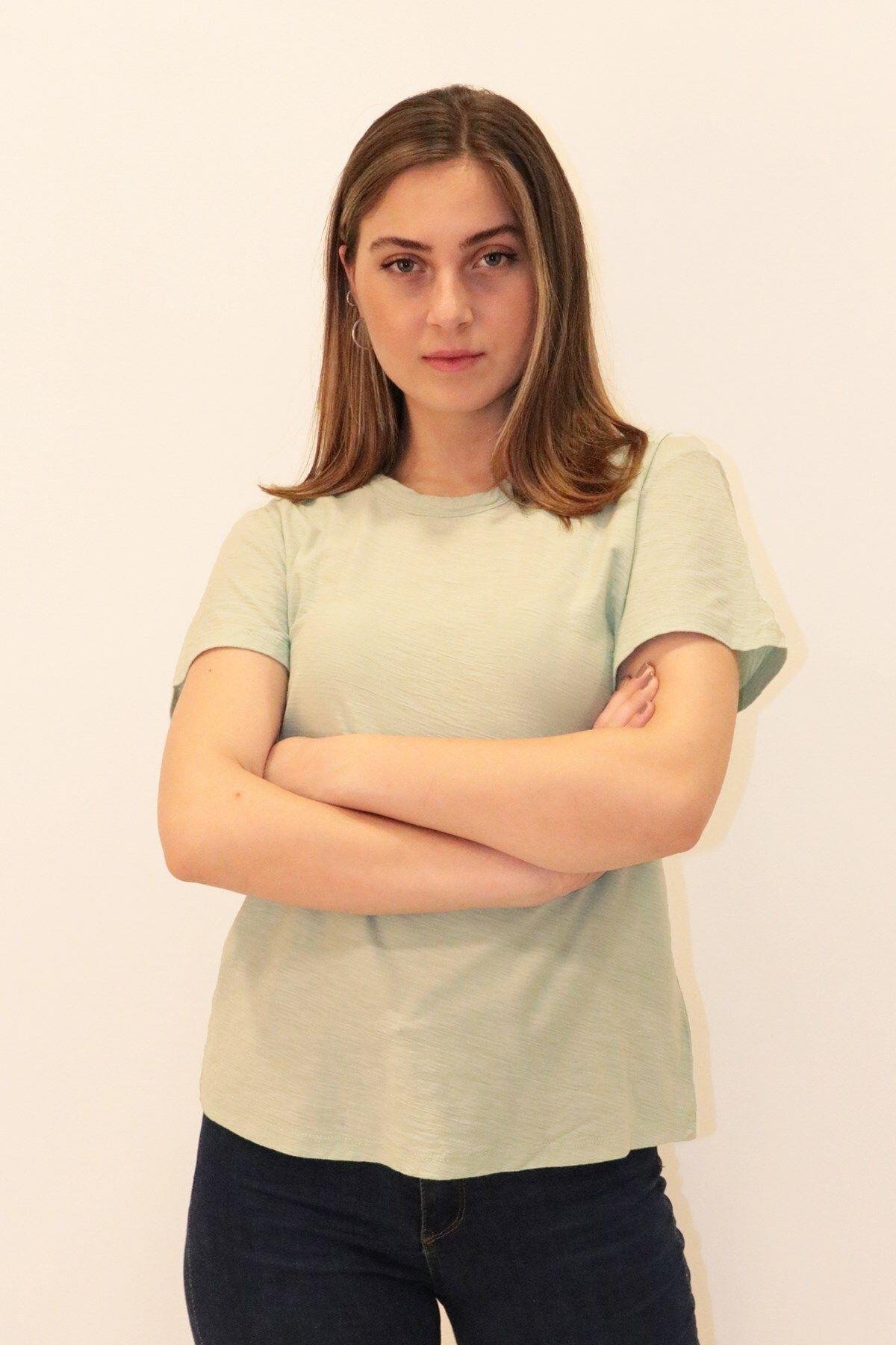 Rich Kadın Organik Bisiklet Yaka T-shirt %100 Pamuk Tişört