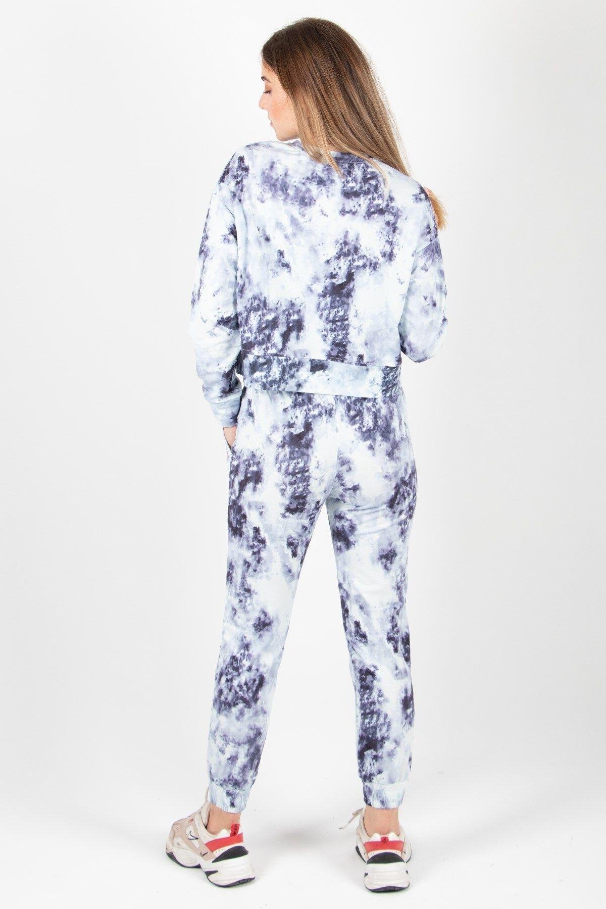 Siyah Kadın Crop Batik Sweatshirt