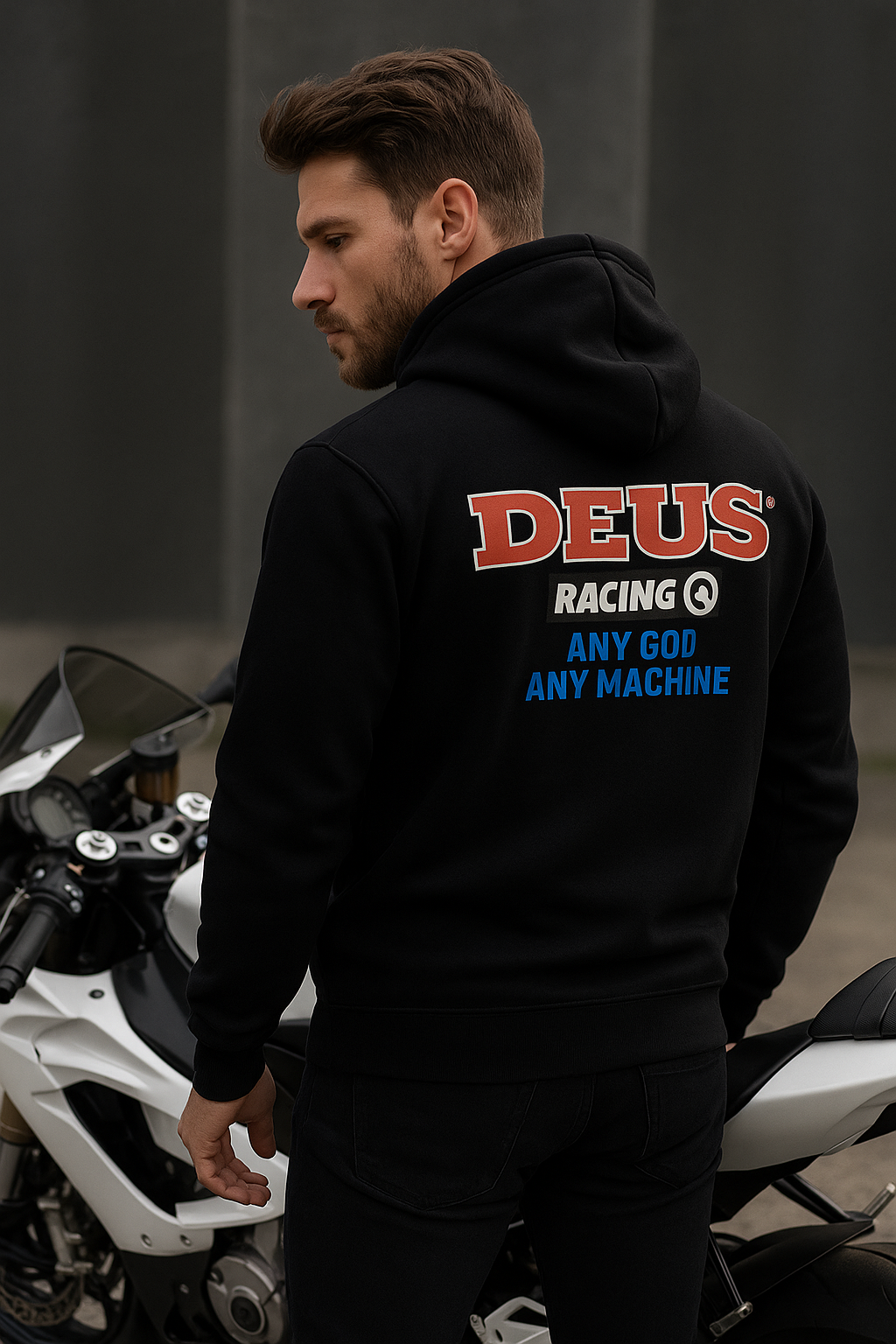 Unisex Beyaz Kapüşonlu Baskılı %100 Pamuk Cep Detaylı Sweatshirt