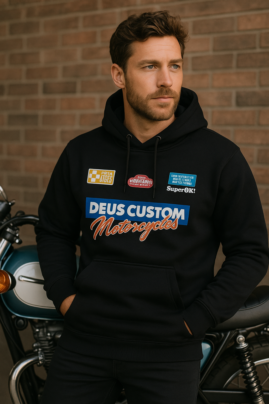 Unisex Beyaz Kapüşonlu Baskılı %100 Pamuk Cep Detaylı Sweatshirt