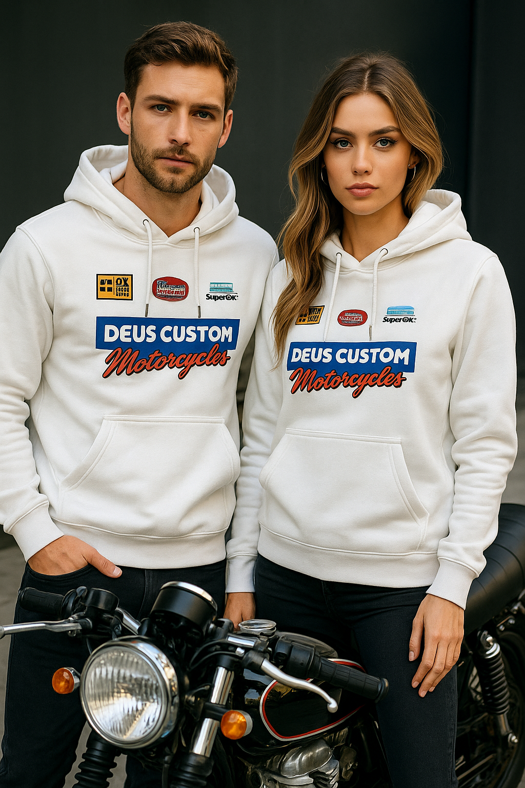 Unisex İkili Paket Kadın-Erkek Sevgili Kombini - Kapüşonlu Baskı Detaylı Sweatshirt 2'li Paket