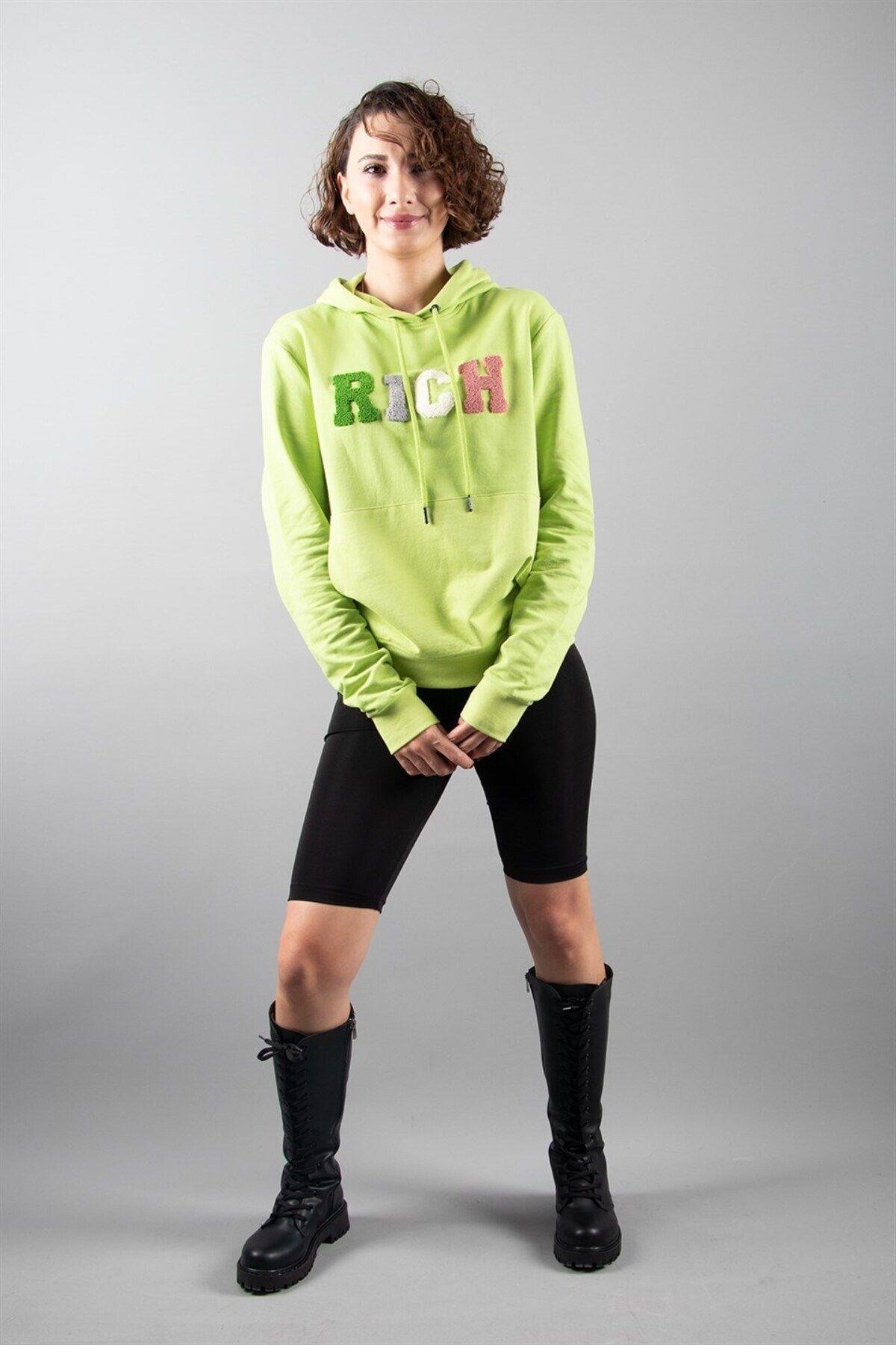 Yeşil 2 Iplik Kapüşonlu Sweatshirt
