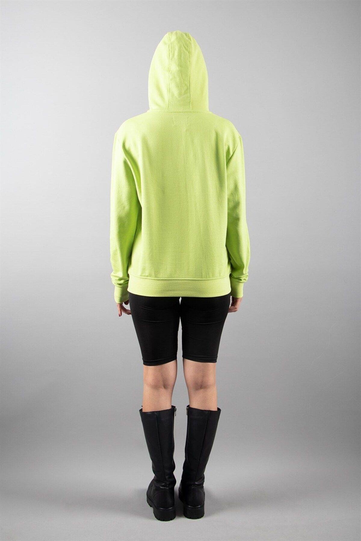 Yeşil 2 Iplik Kapüşonlu Sweatshirt