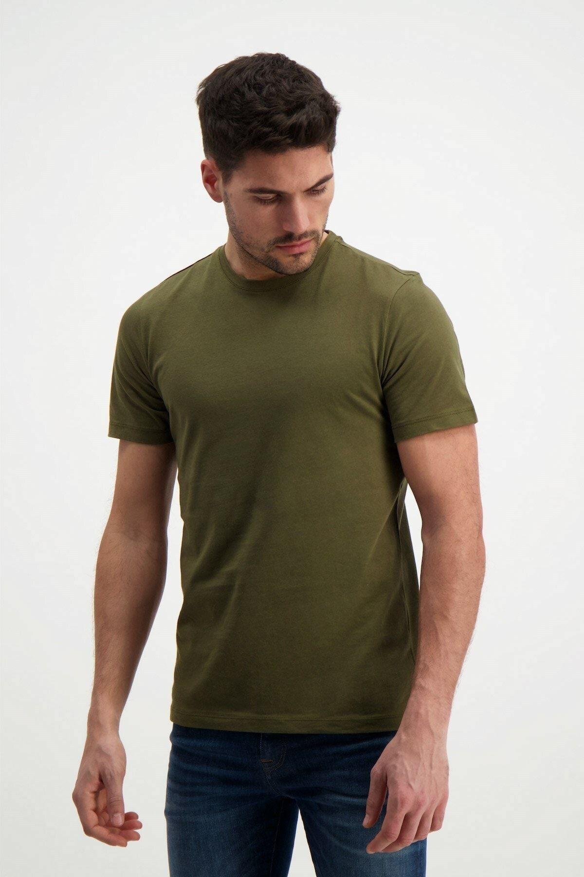 Yeşil Erkek Bisiklet Yaka Basic T-shirt